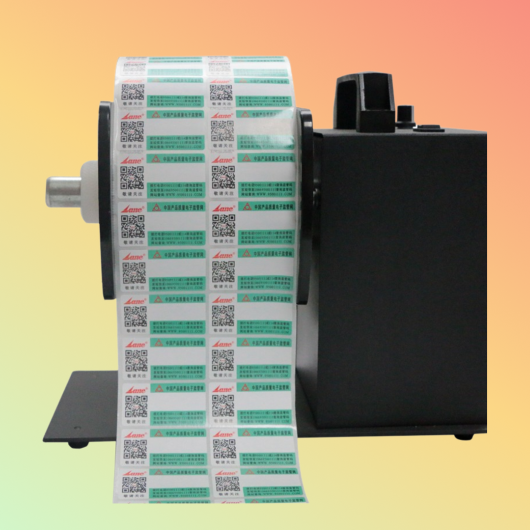 Compact Automatic Barcode Label Rewinder - Front View
