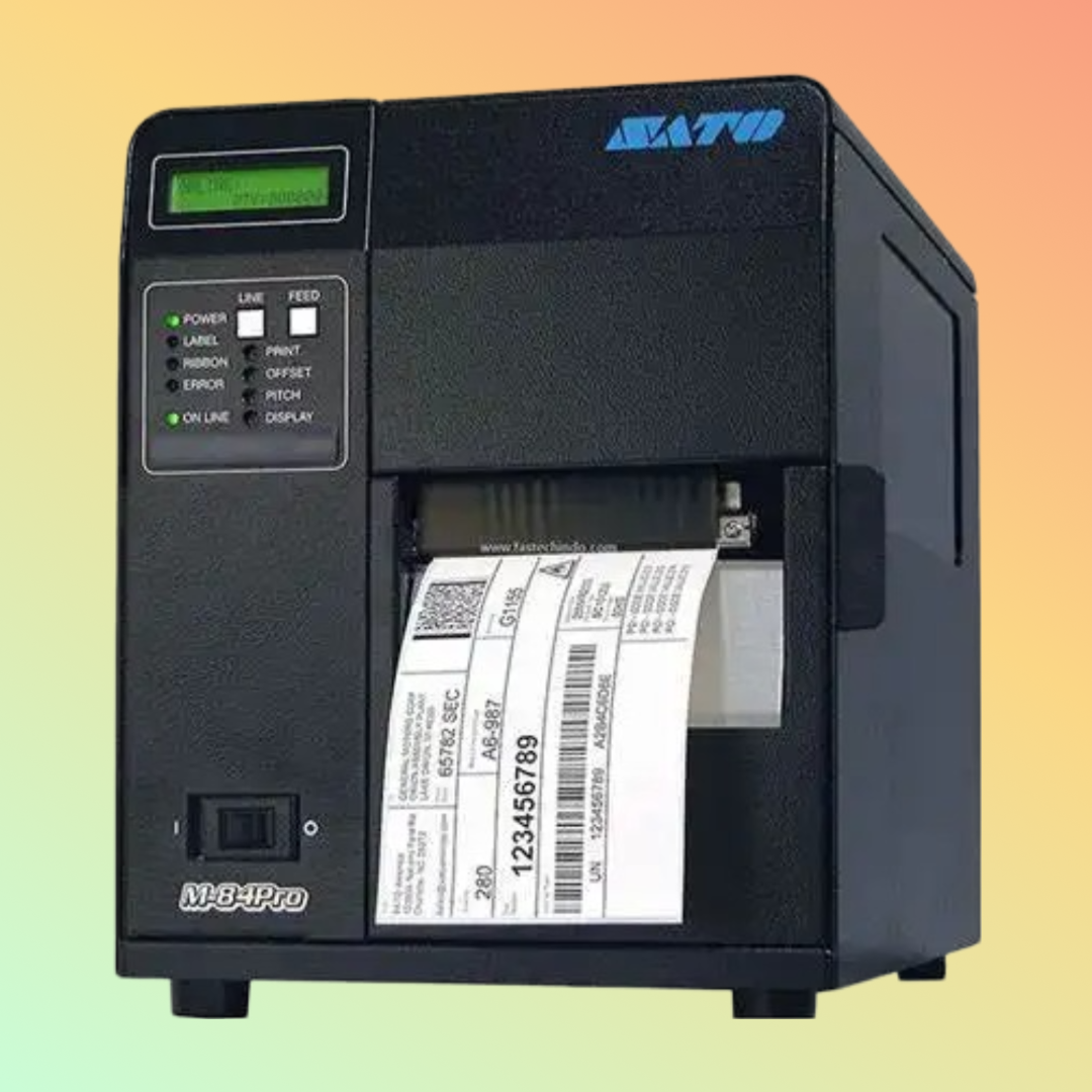 SATO M84Pro Printer - Industrial-grade barcode printer with thermal transfer capabilities.
