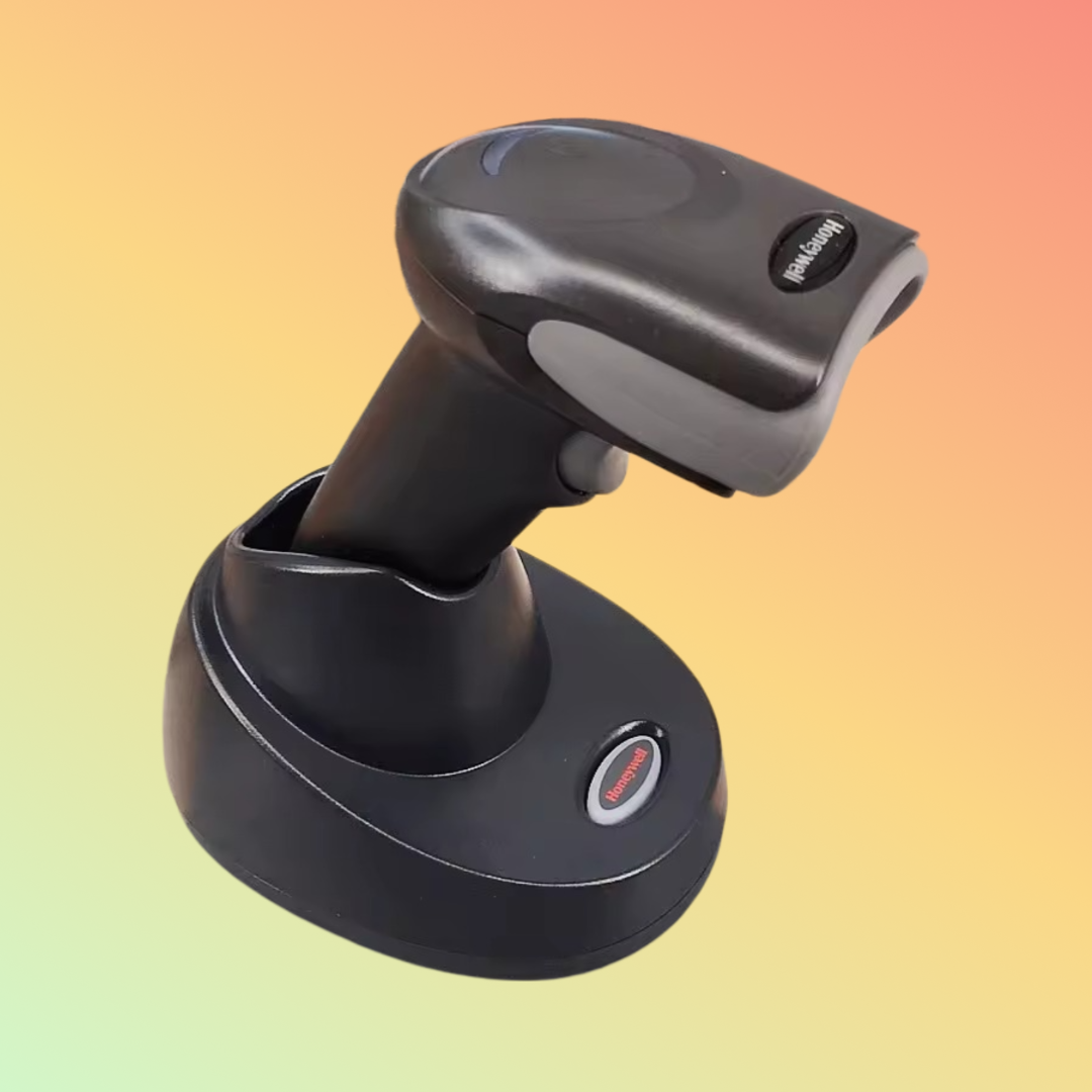 Honeywell Voyager XP 1472g wireless barcode scanner side view
