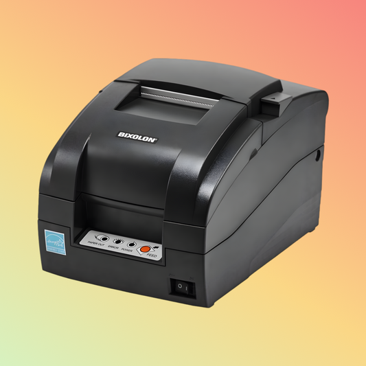 alt="Bixolon SRP-275III dot matrix receipt printer on counter"