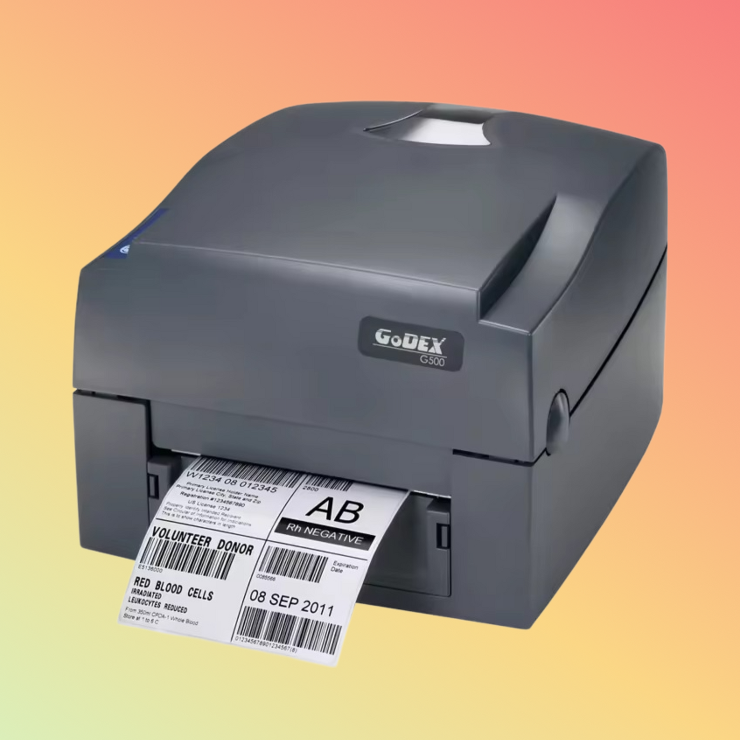 GODEX G530 Thermal Barcode Label Printer in black with USB, RS232, and Ethernet ports.
