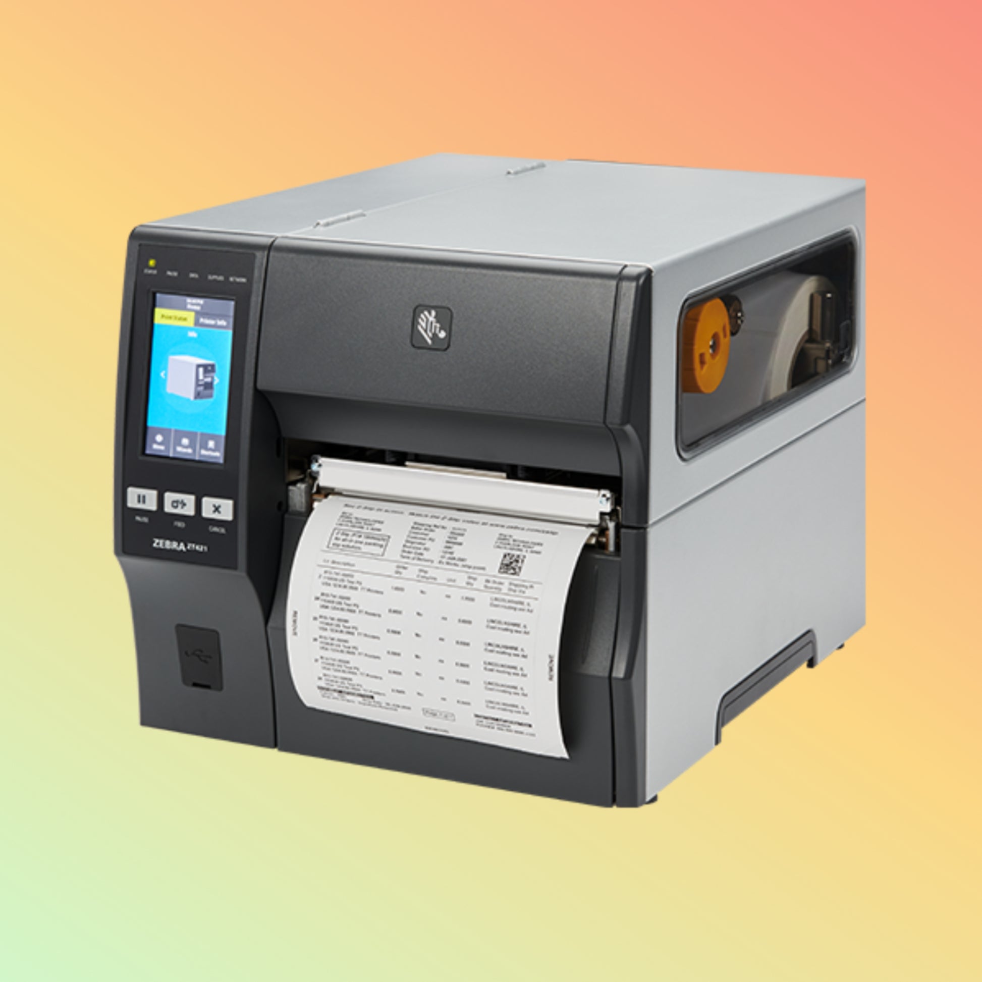 Zebra ZT421 Barcode Printer Touchscreen Interface – Image of the Zebra ZT421's 4.3-inch color touchscreen, highlighting its intuitive interface for seamless operation in industrial settings.