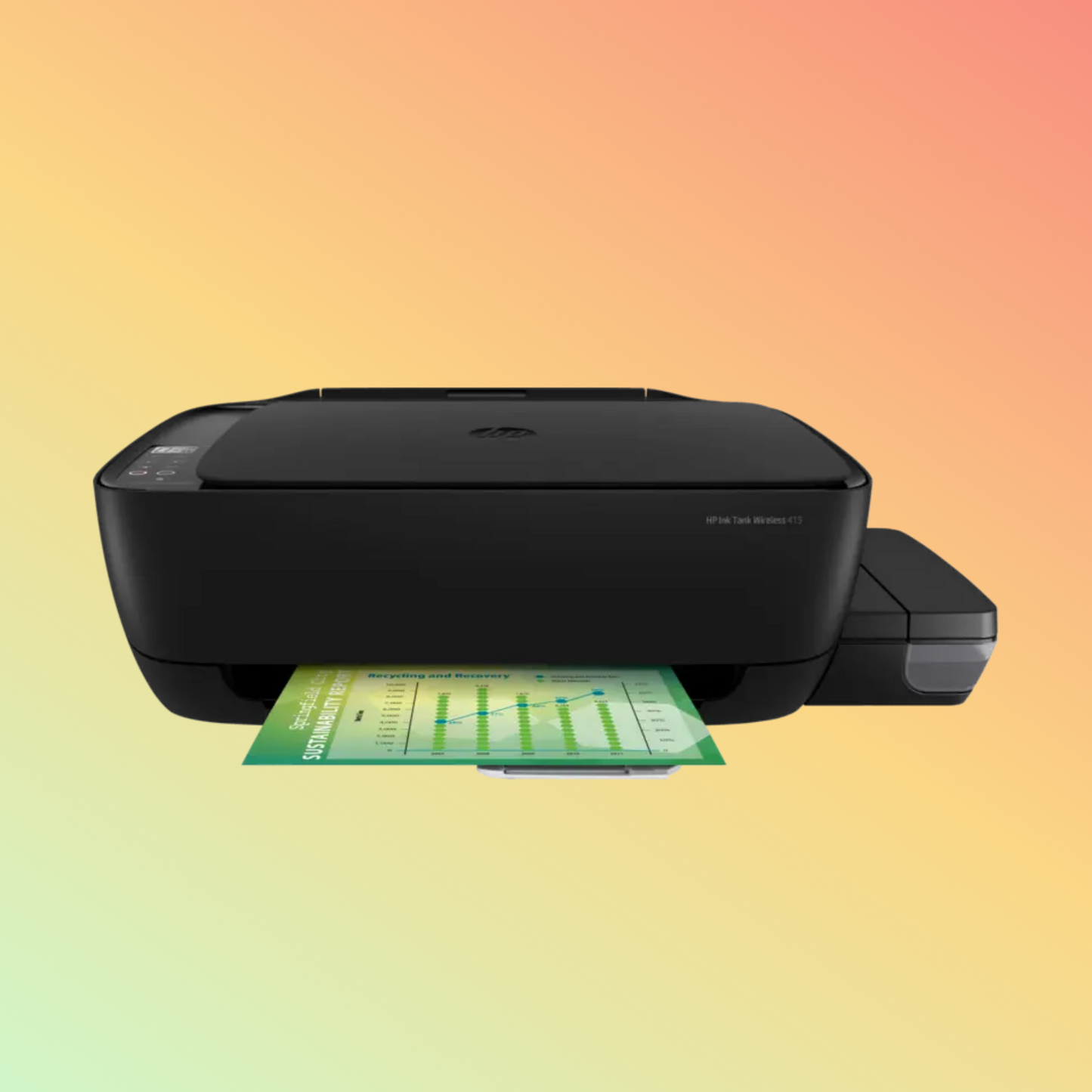 HP Ink Tank 415 Printer - Wireless, A4, Print Copy Scan Fax, 8 ppm, 1200 x 1200 rendered dpi Resolution, 1,000 Pages Duty Cycle, Black and Color