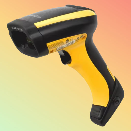 Datalogic PowerScan PBT9100 - ماسح باركود صناعي ثنائي الأبعاد بمنفذ USB مع عنصر مسح أحادي الأبعاد يُستخدم في واجهة مخزون الإنتاج بالمستودعات