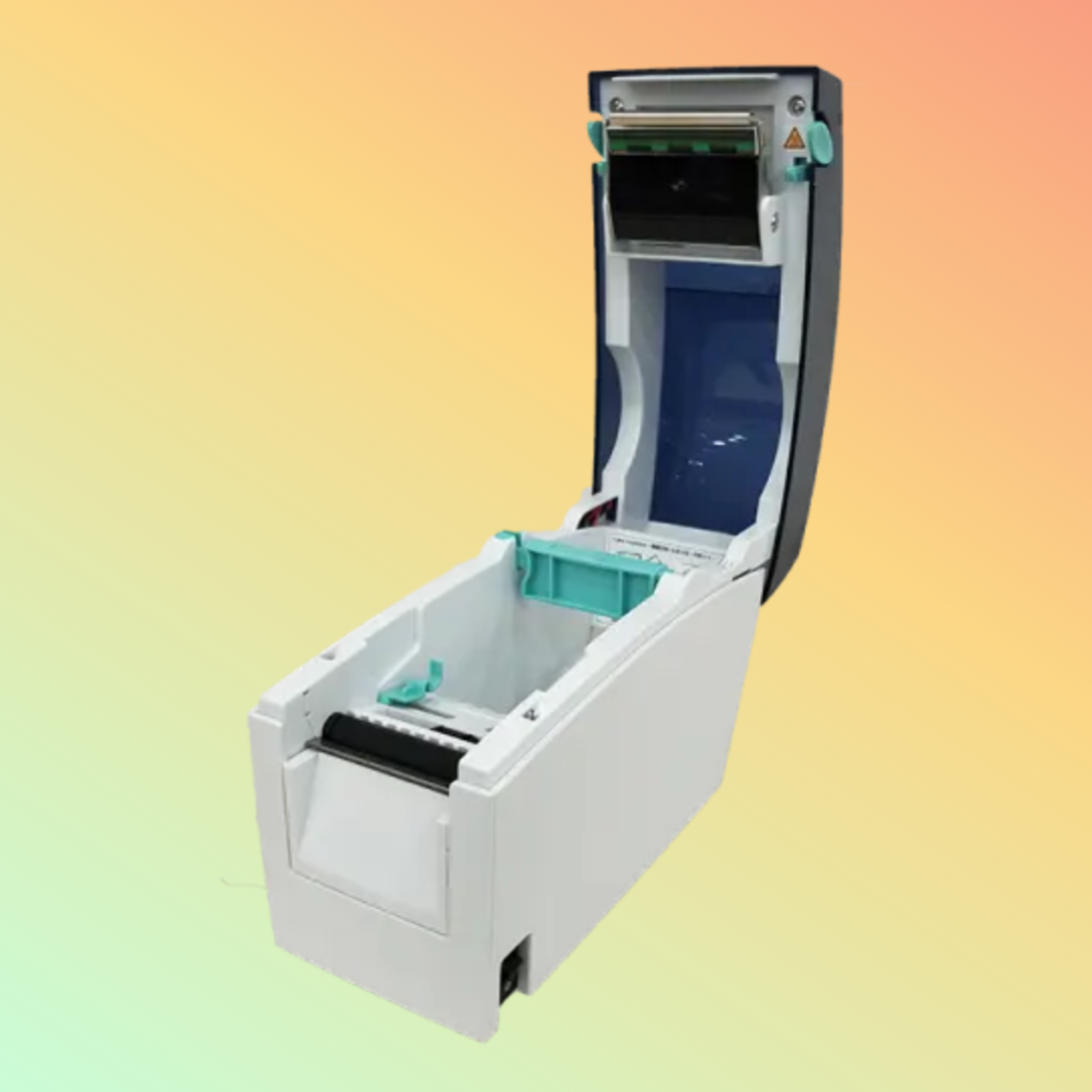 "Godex DT2X printer in a healthcare setting, compact and lightweight"
