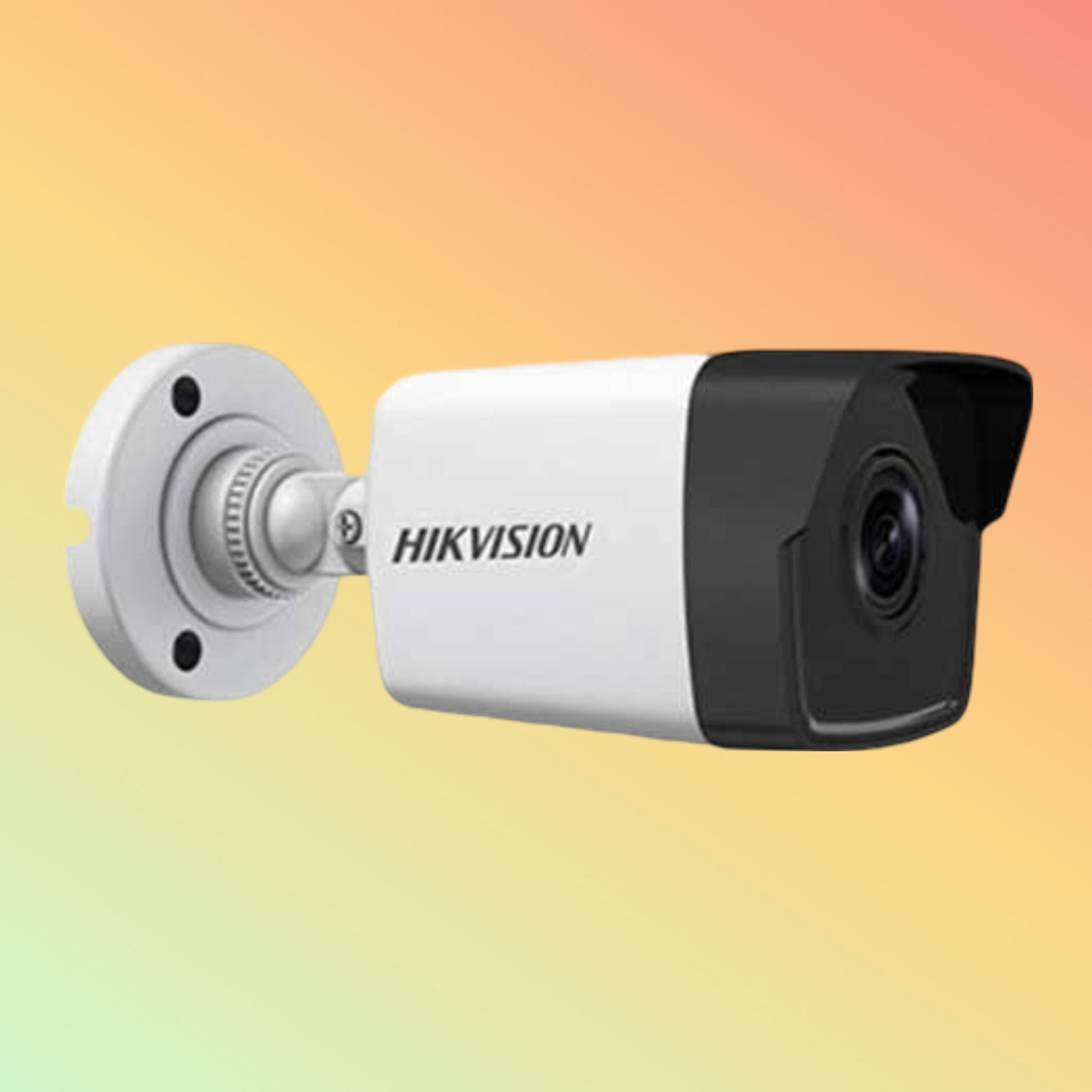 alt="Hikvision 2 Mp fixed bullet network camera installed outdoors"