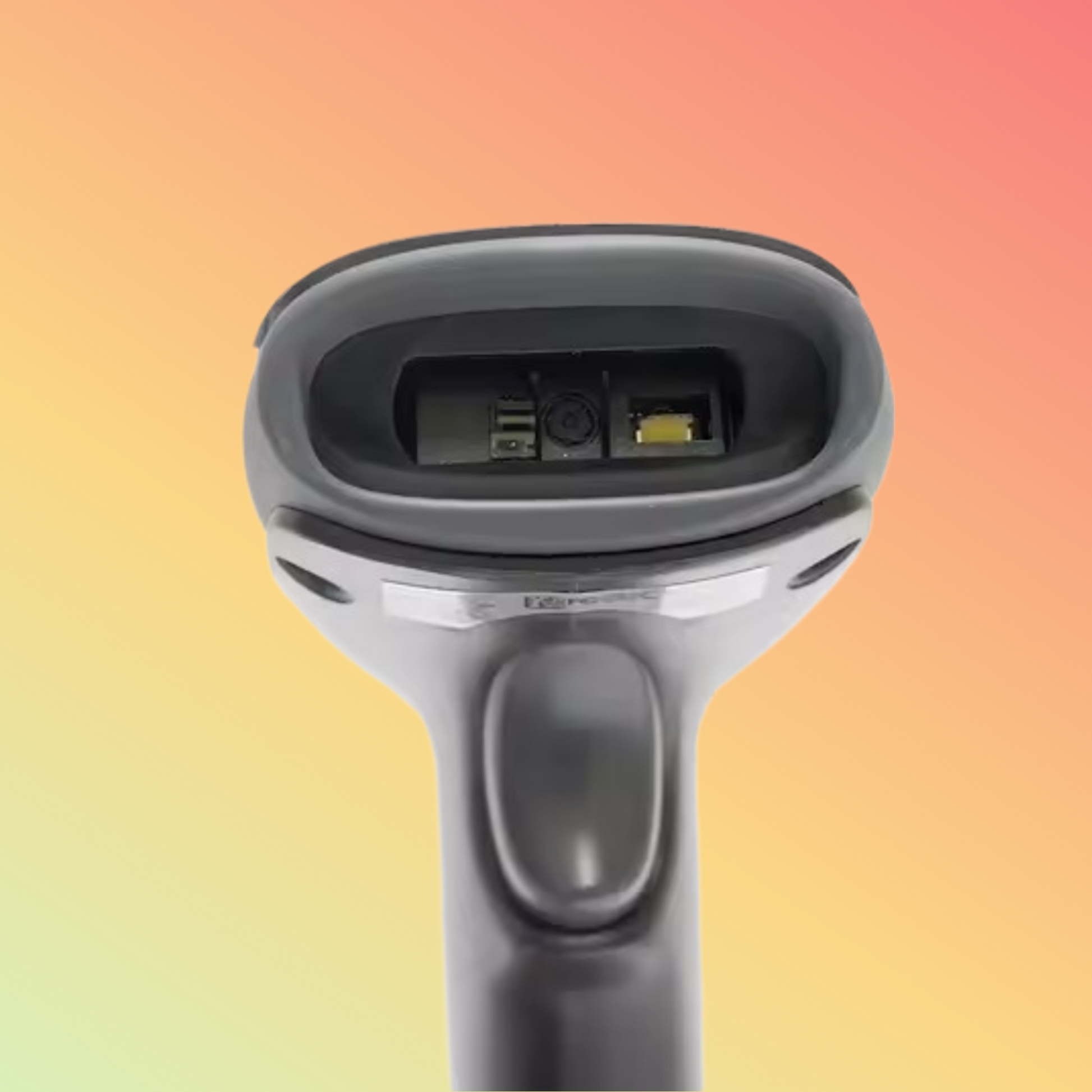 YOUJIE YJ4600 barcode scanner displayed with its packaging, demonstrating the compact size.