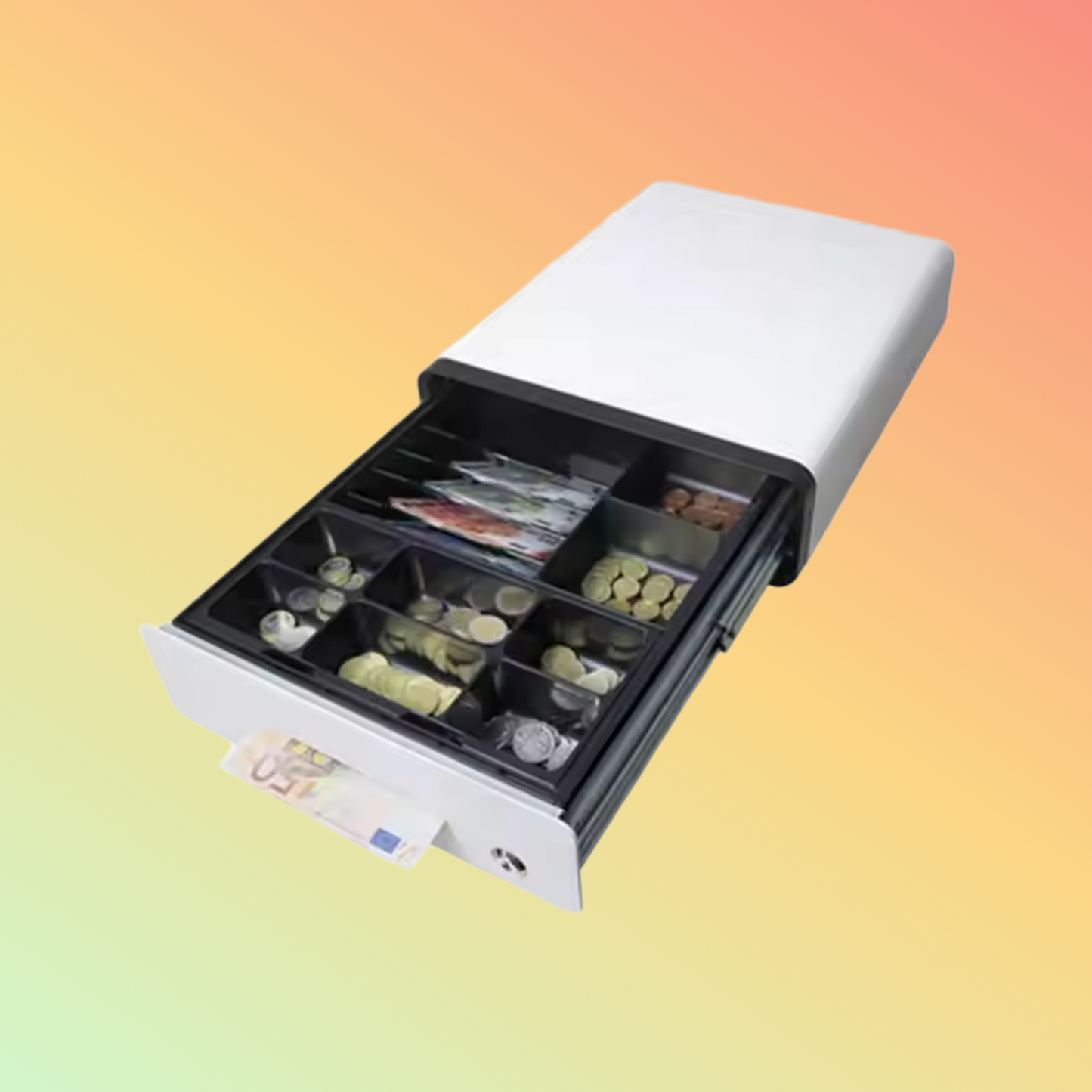 MAKEN 5 Bills 5 Coins Metal 3 Locked Mini Cash Drawer White For Pos Machine