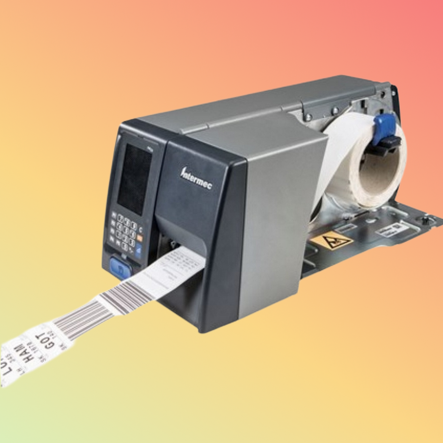 Side view highlighting the USB, Serial, and Ethernet interfaces of the PM23C.
