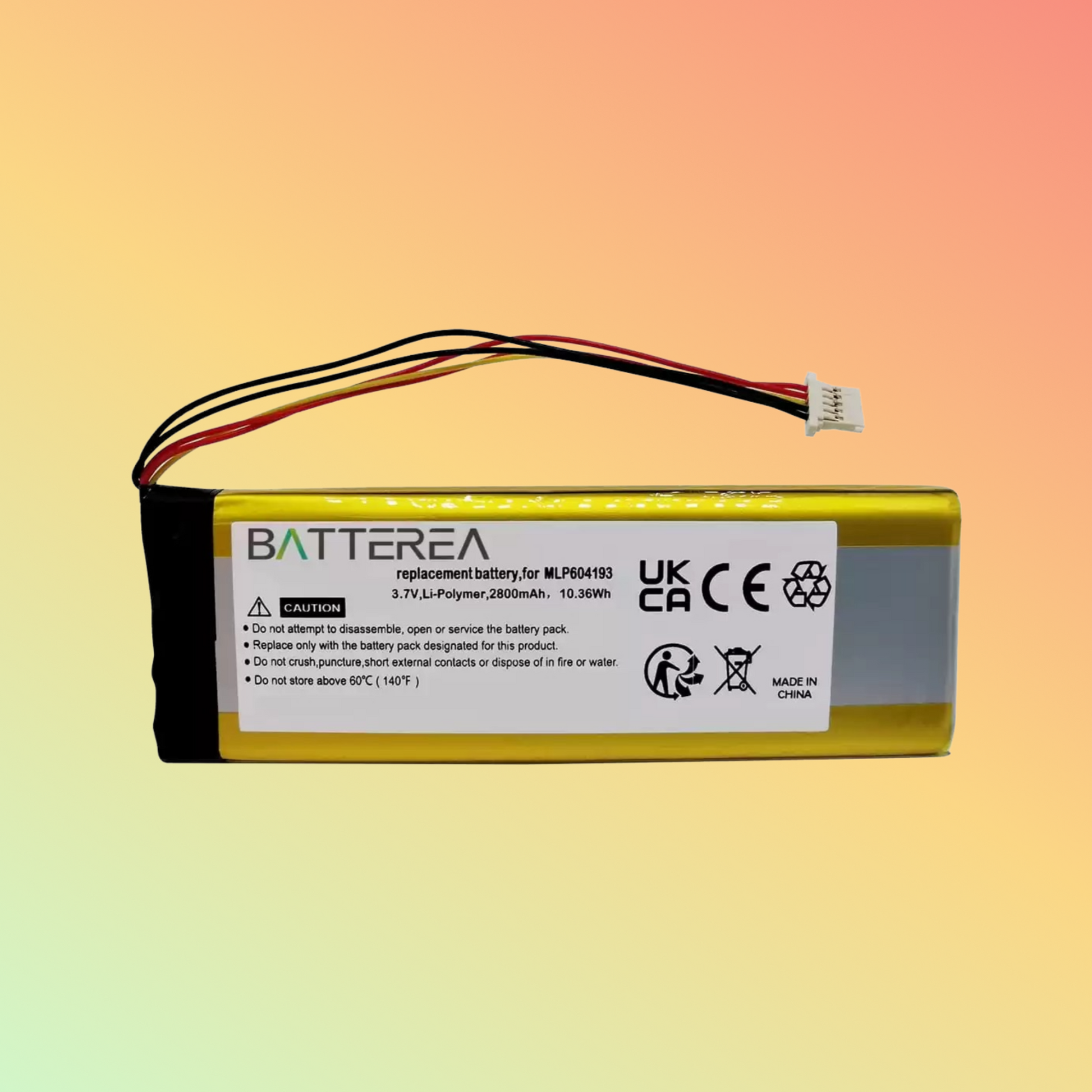 Batterea battery for Autel MAXITPMS TS508, TS408, replaces MLP604193, Li-Polymer, 3.7V, 2800mAh