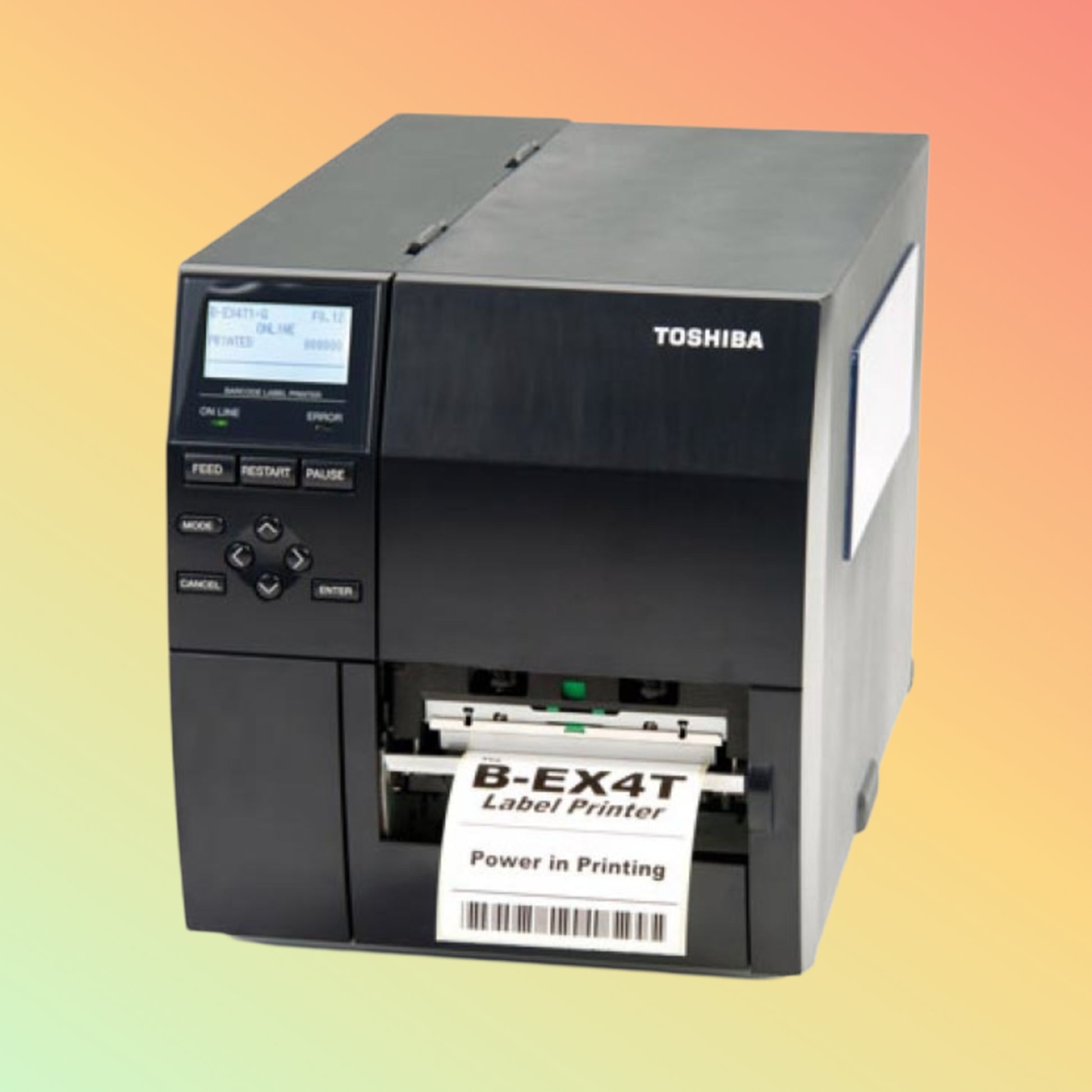 "Close-up of Toshiba B-EX4T1 Printer's Near-Edge Printing Technology, High DPI Resolution"