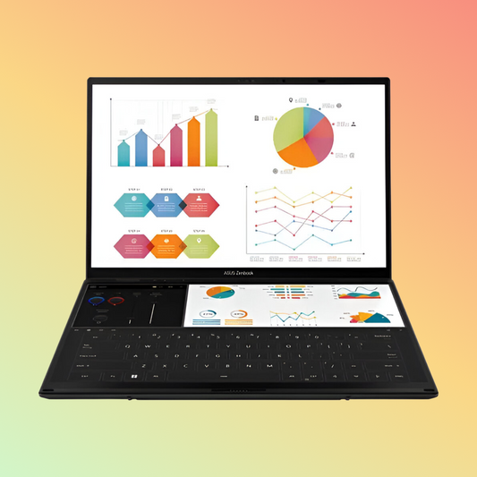 ASUS ZENBOOK PRO DUO UX582ZW गेमिंग लैपटॉप - 12वीं पीढ़ी i9-12900H, 32GB, 1TB SSD, NVIDIA GeForce RTX 3070 Ti GPU 8GB, 15.6" 4K, (टच विद स्क्रीनपैड प्लस 14")