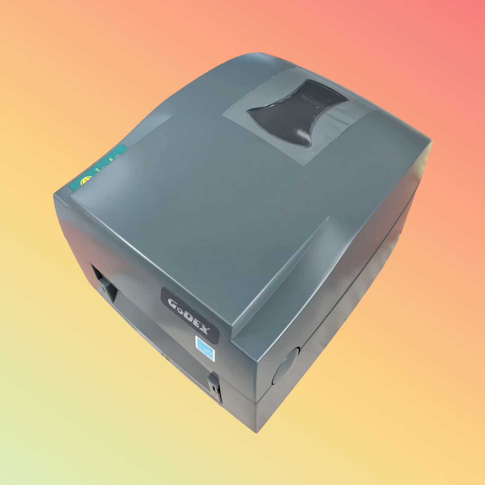 Close-up of GODEX G530 print head showing high-resolution 300 dpi output.
