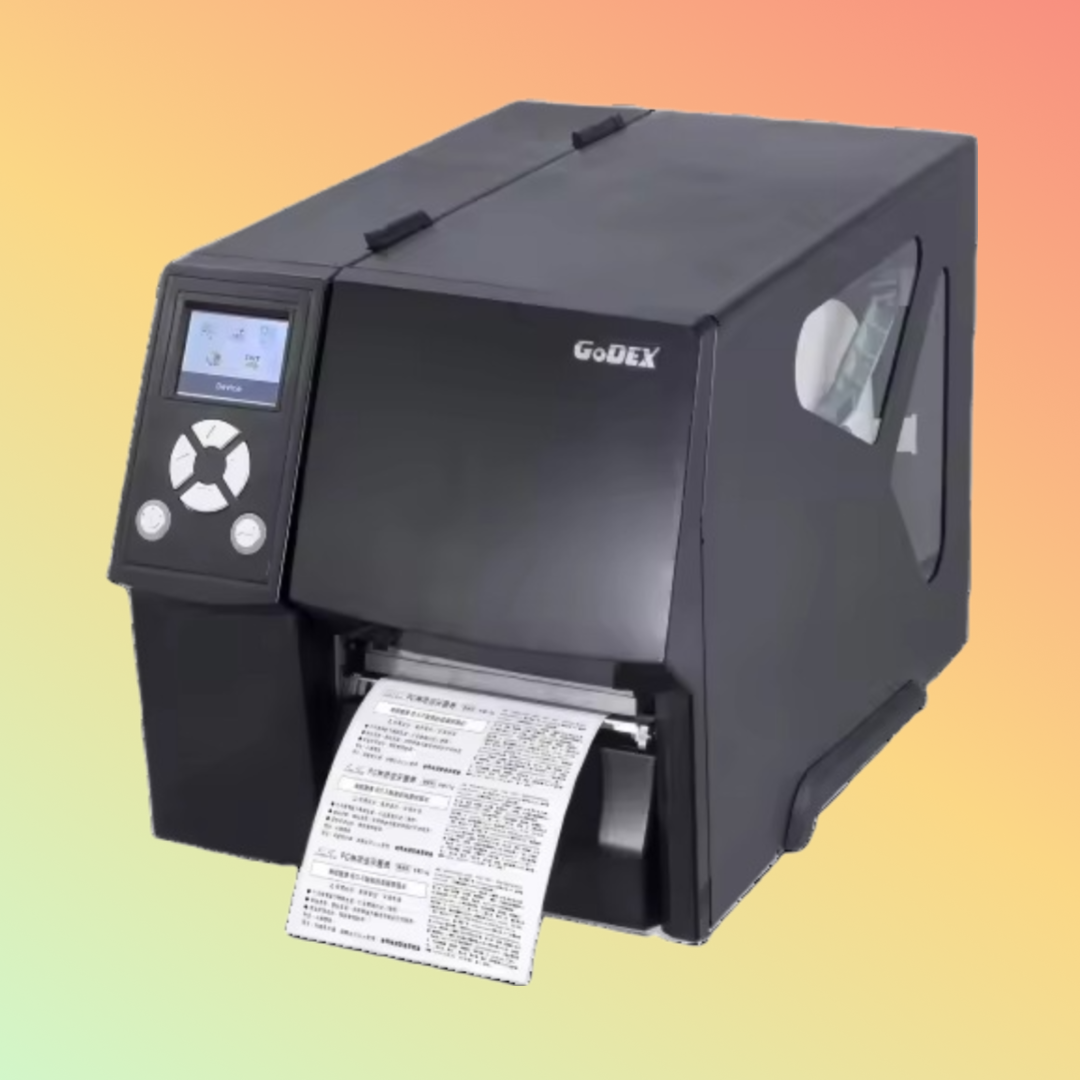 Godex ZX420i in an industrial setting, showing robust ABS plastic construction.
