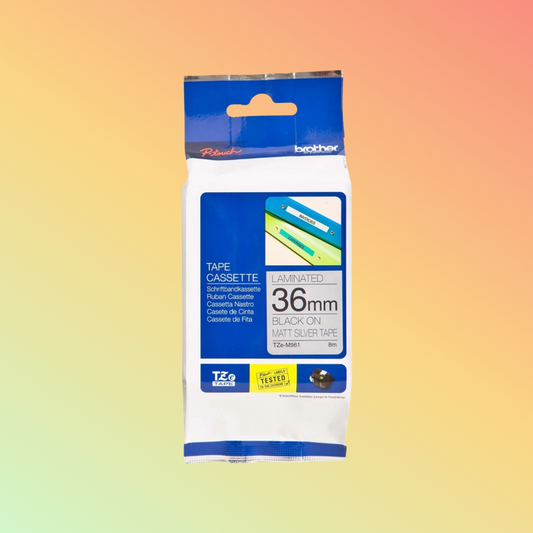 شريط Brother TZe-M961 أسود على فضي غير لامع مقاس 36 مم