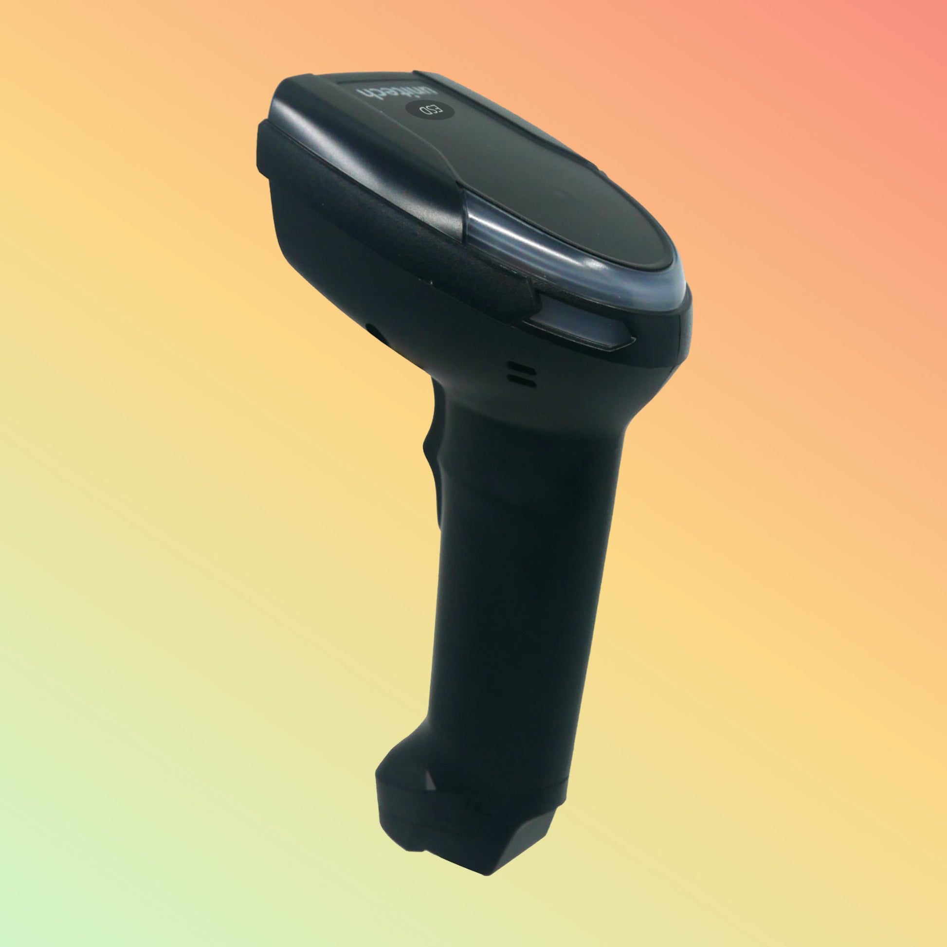 alt="Close-up of Unitech MS851B Bluetooth ESD-safe laser scanner"