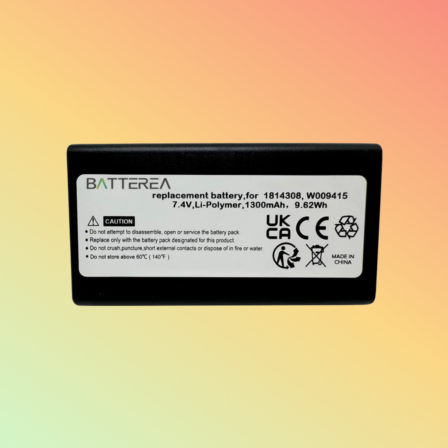 Batterea battery for Dymo LabelManager 500TS, LabelManager LM-500TS, replaces 1814308, W009415, Li-Polymer, 7.4V 1300mAh