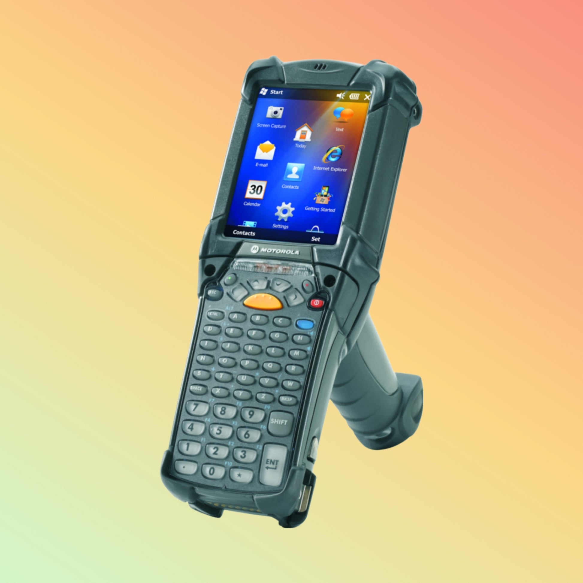 "MC9200 Mobile Computer displaying rugged design and durable build for industrial use."