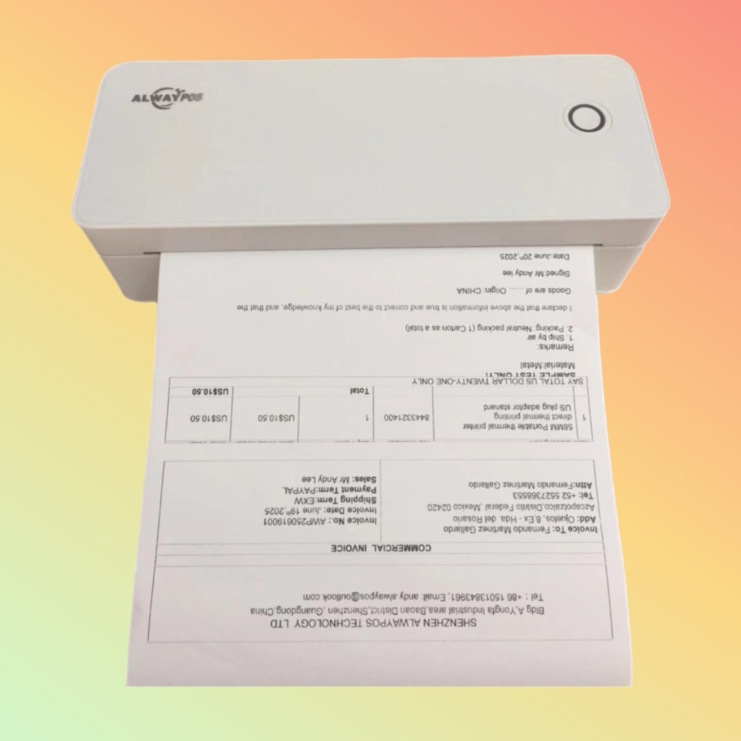 ALWAYPOS One-Key Operation Printer, App Support, Multi-Size Paper