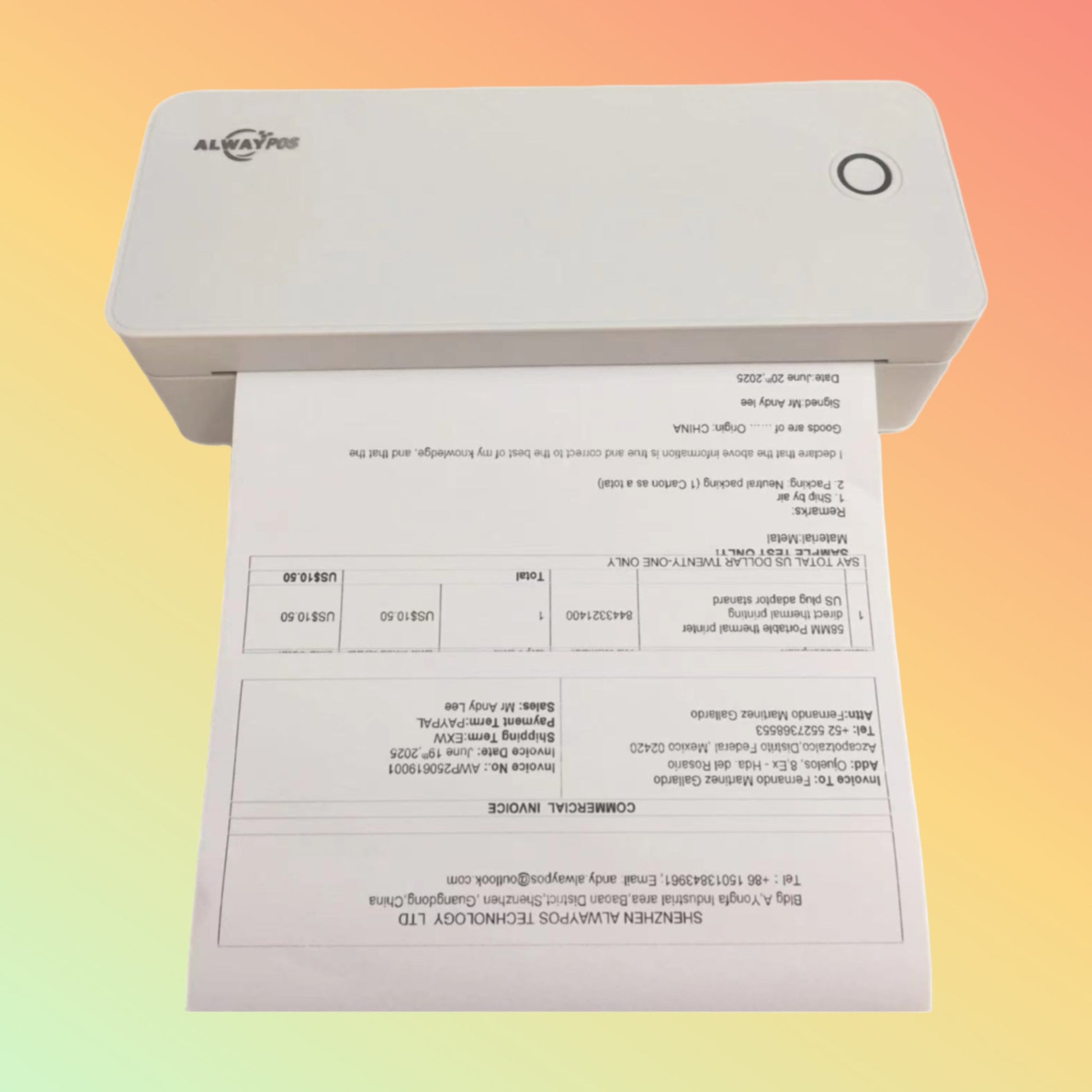 ALWAYPOS One-Key Operation Printer, App Support, Multi-Size Paper
