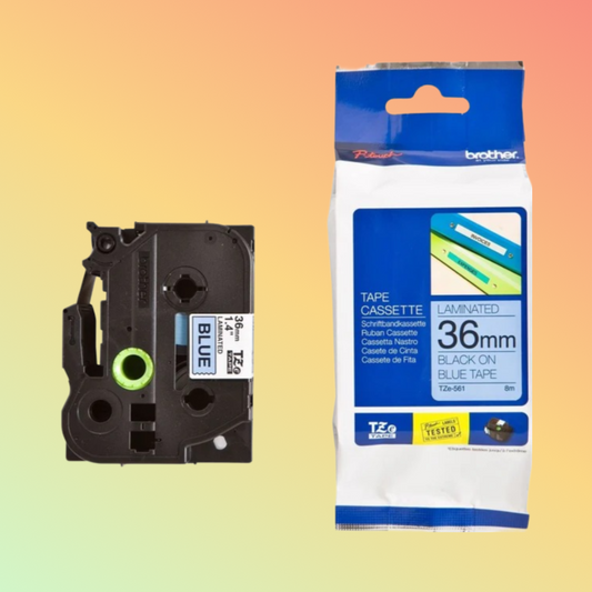 شريط Brother TZe-561 أسود على أزرق مقاس 36 مم لطابعات P-touch