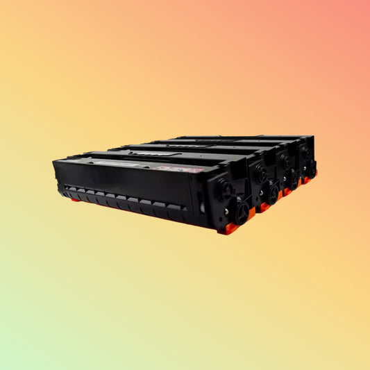 Black printer cartridge on a gradient background