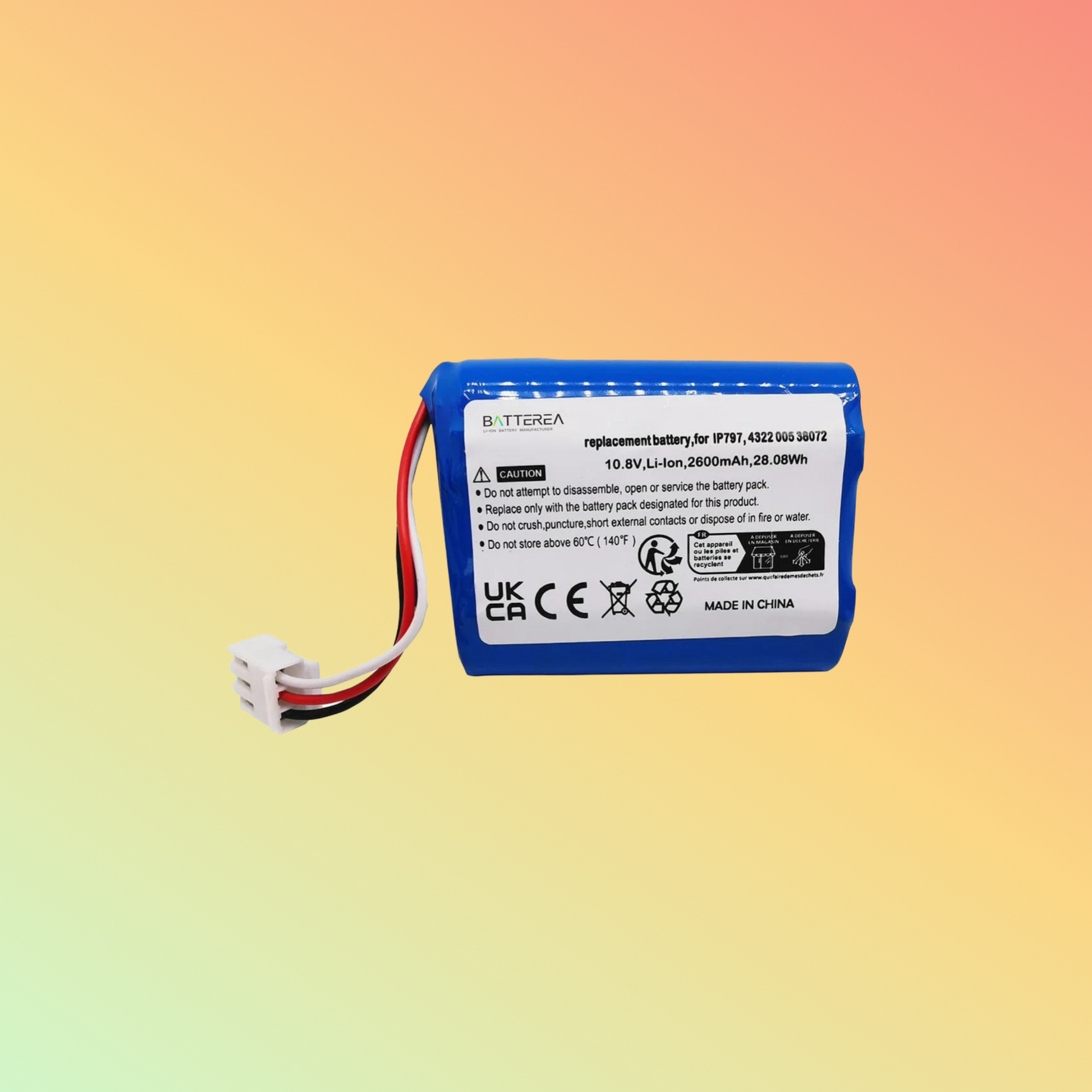 Batterea battery for Philips FC8007/01, replaces IP797, 4322 005 38072, without case, Li-ion 10.8V  2600mAh