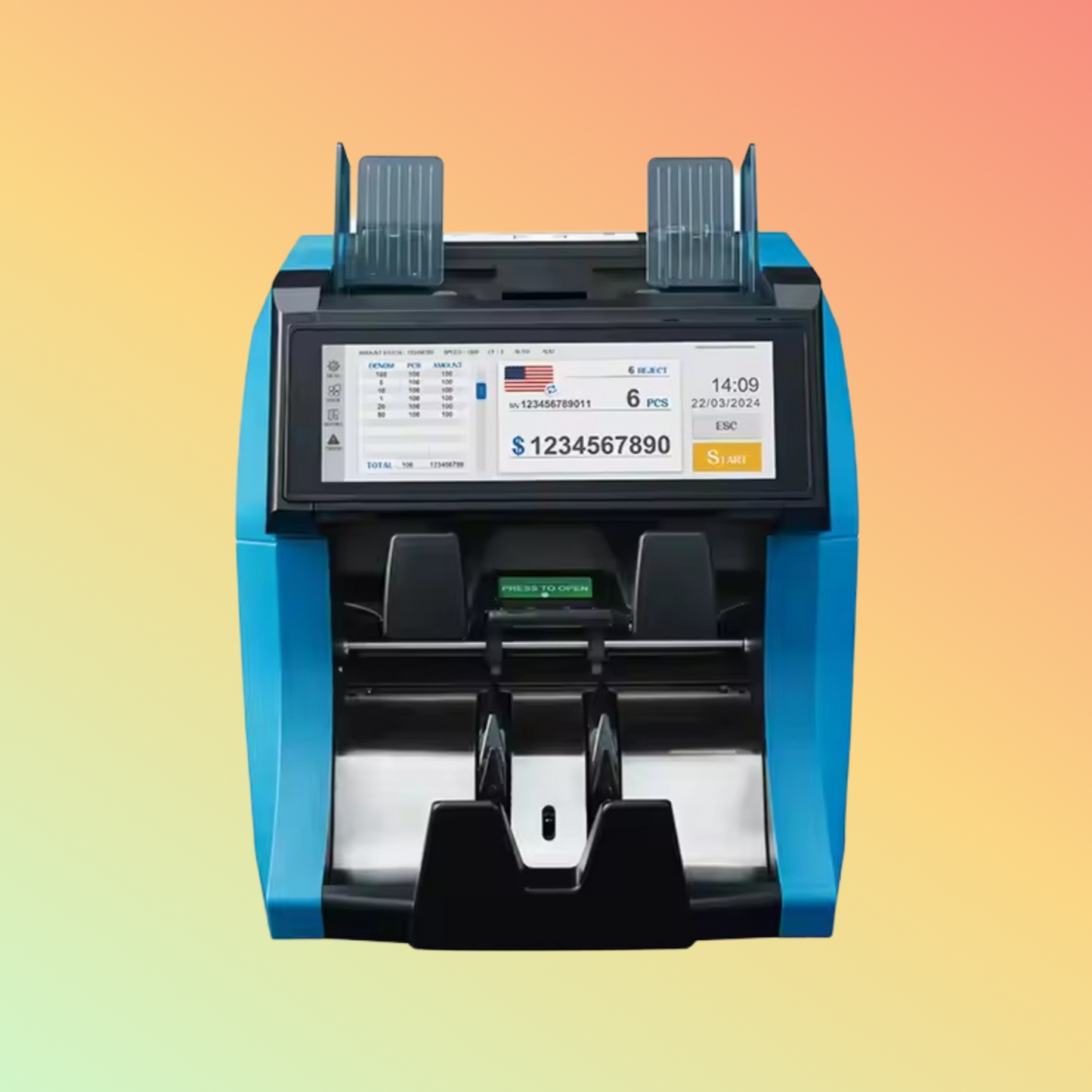 NUMEN Two Pockets Cash Bill Banknote Money Note Currency Sorter Mixed Money Counting Machine with Full Touch Screen