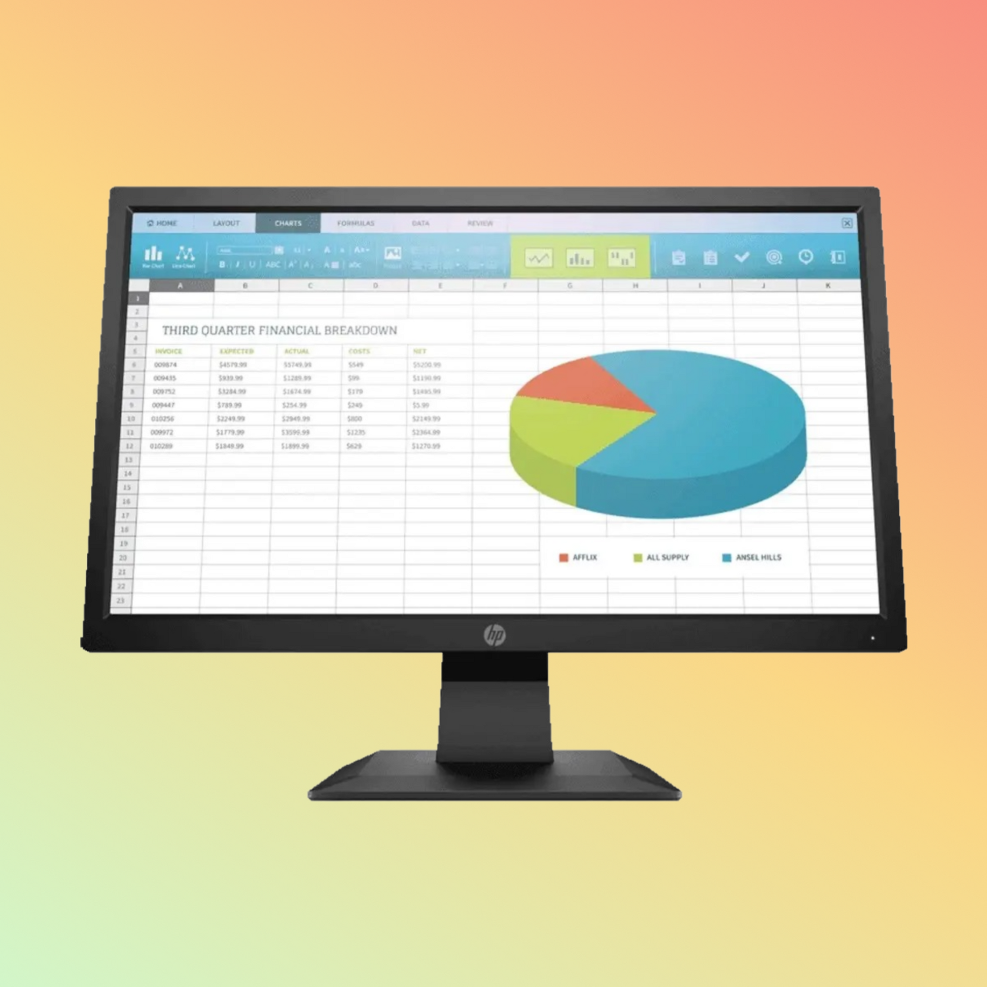 HP V241IB Monitor - 24" FHD (1920 x 1080), IPS, HDMI, DP VGA, 250 nits, 75 Hz