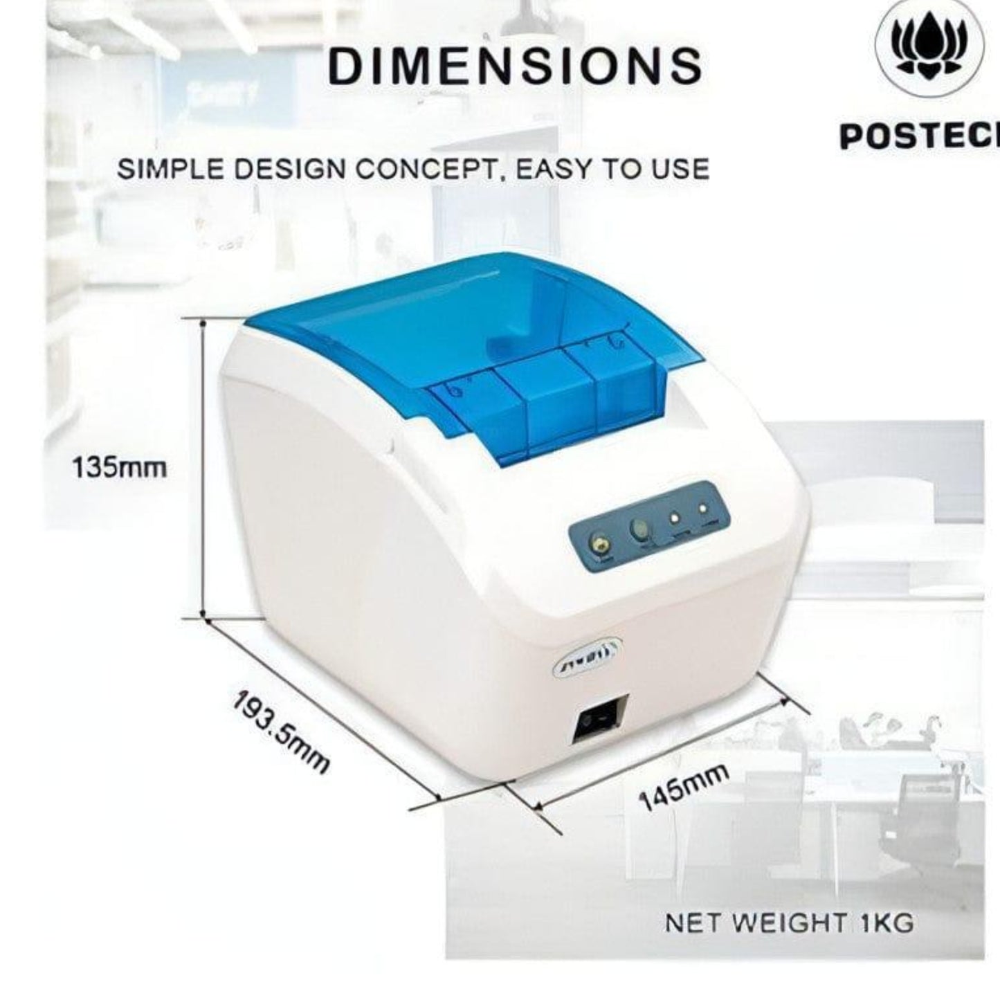 "High-resolution image of POSTECH PT-R609 Thermal Barcode Printer, highlighting its efficient performance and reliable build for business use."