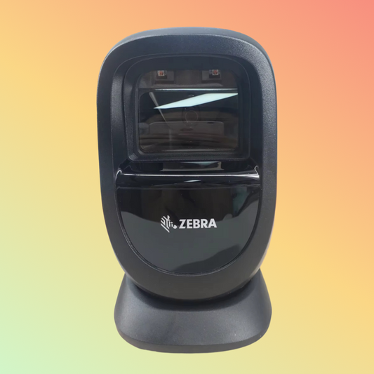 Zebra DS9308 2D barcode scanner with hands-free design.
