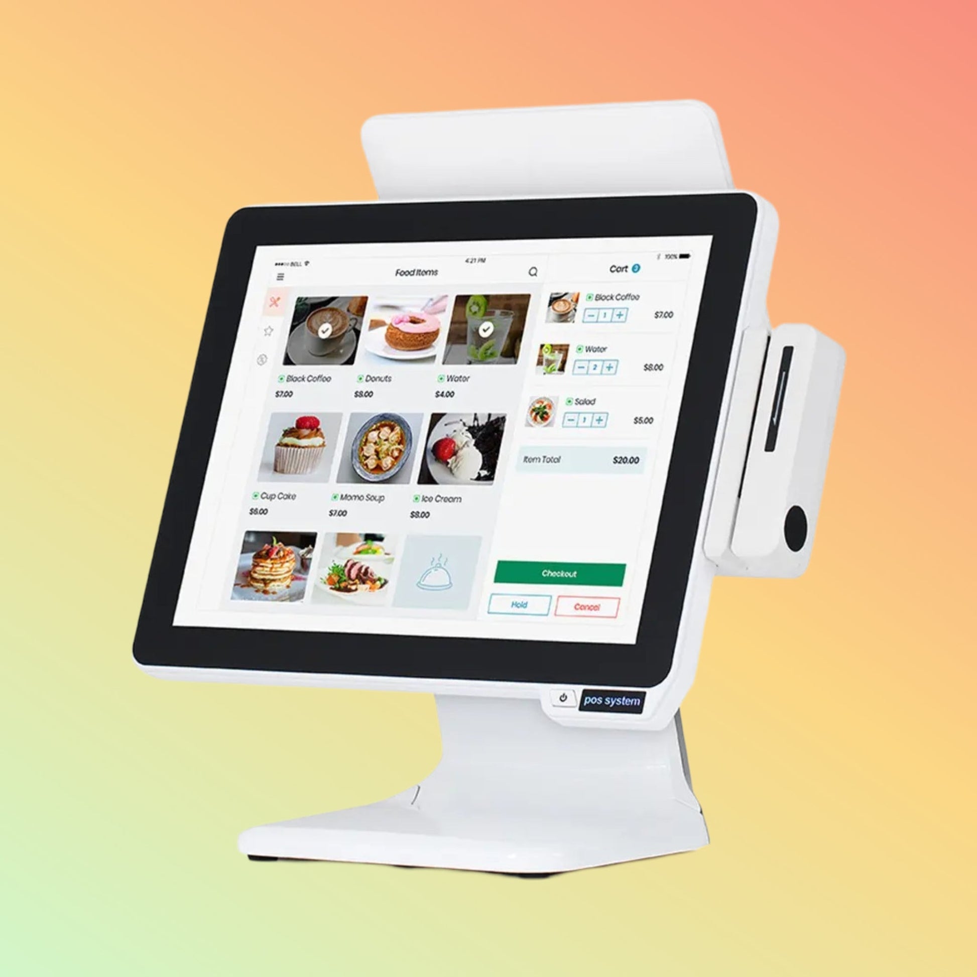 Postech 15" White Color Windows 10 Pro Touch POS Cash Register - NEOTECH