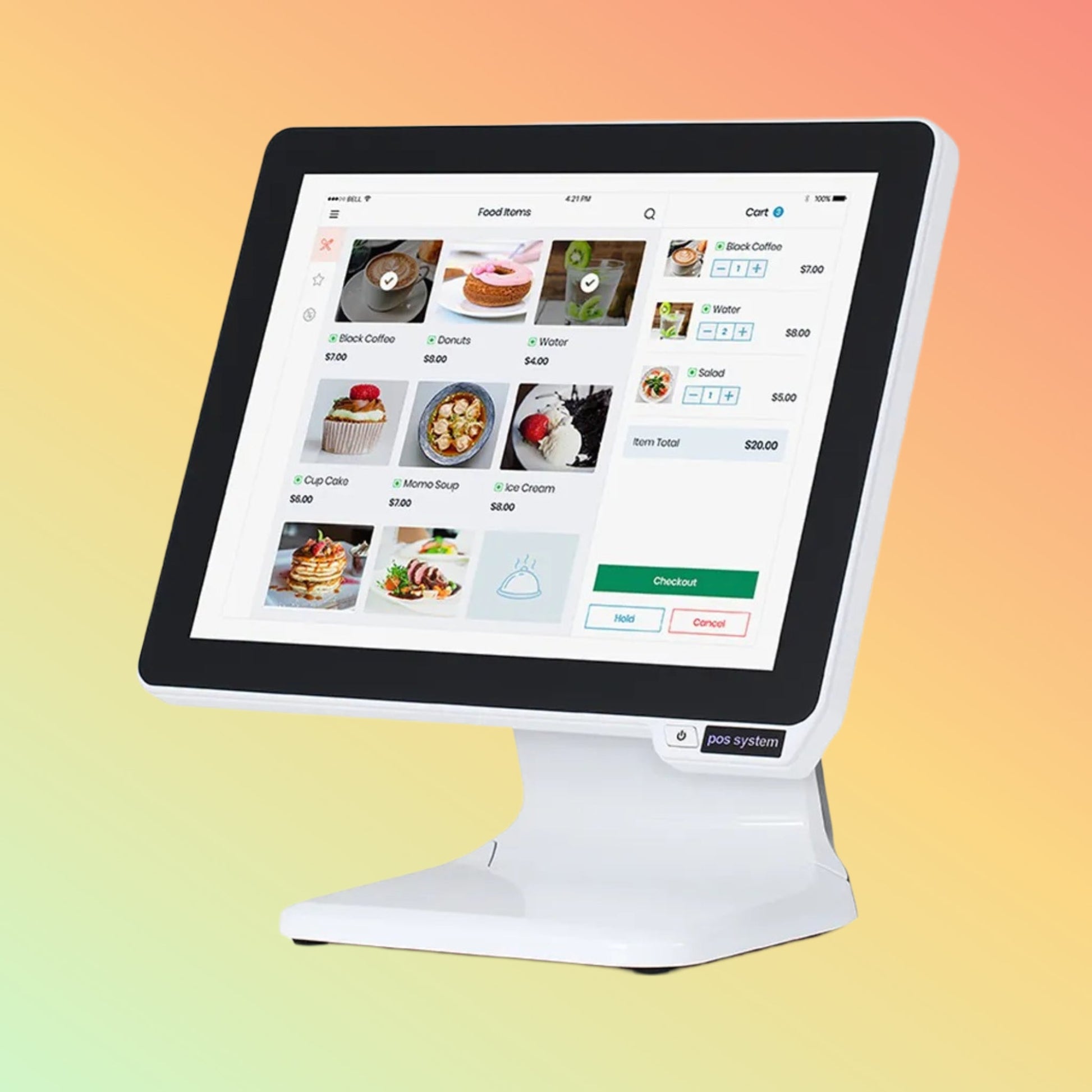 Postech 15" White Color Windows 10 Pro Touch POS Cash Register - NEOTECH