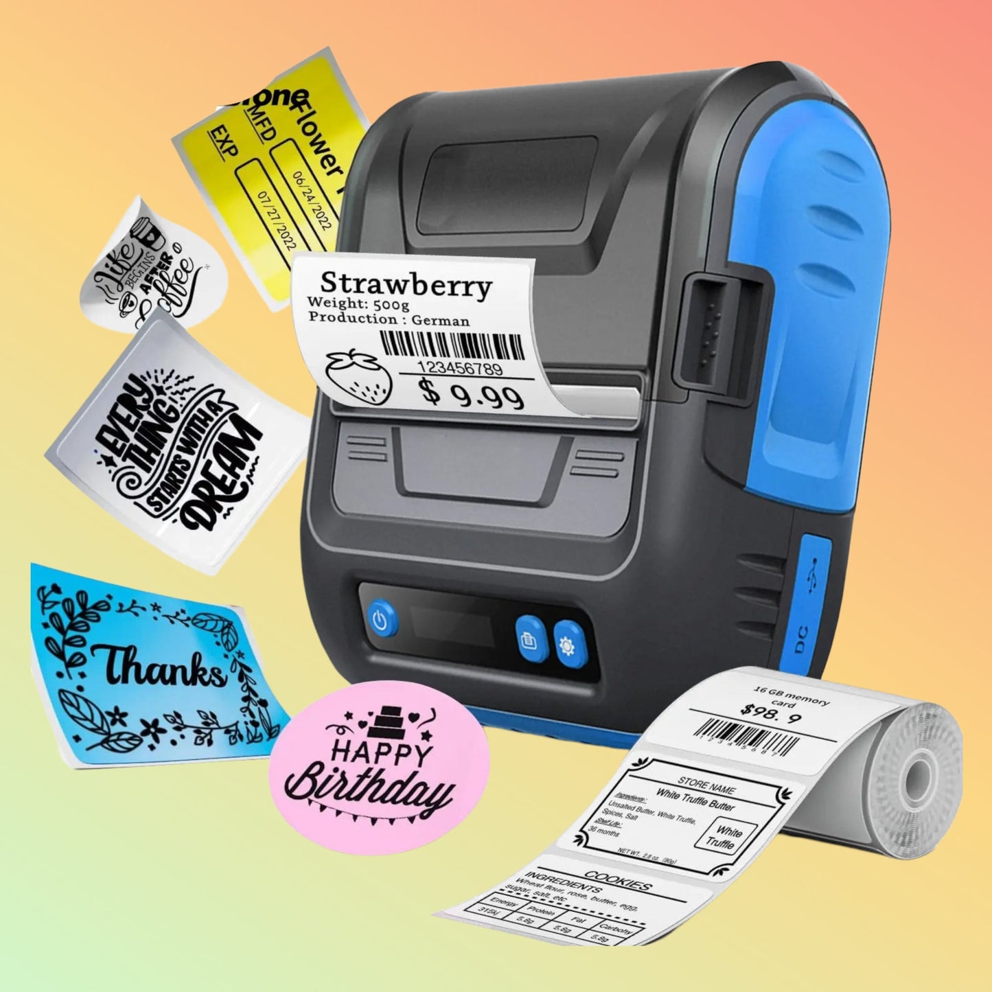 POSTECH PT - RL80 2 - in - 1 Portable Label & Receipt Printer - NEOTECH