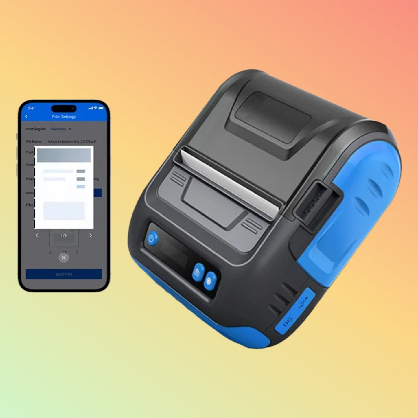 POSTECH PT - RL80 2 - in - 1 Portable Label & Receipt Printer - NEOTECH