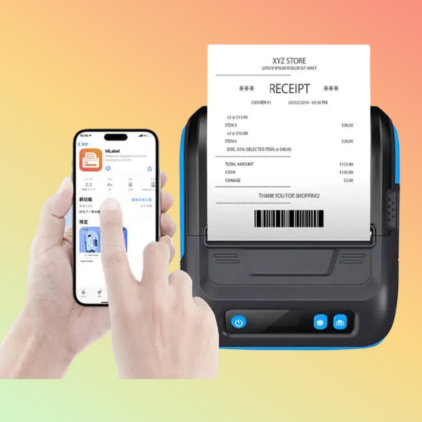 POSTECH PT - RL80 2 - in - 1 Portable Label & Receipt Printer - NEOTECH