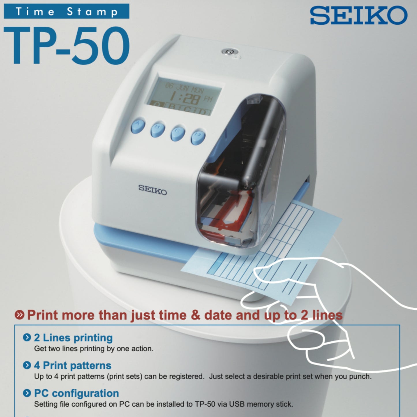 Seiko TP-50 used in office for attendance and record management