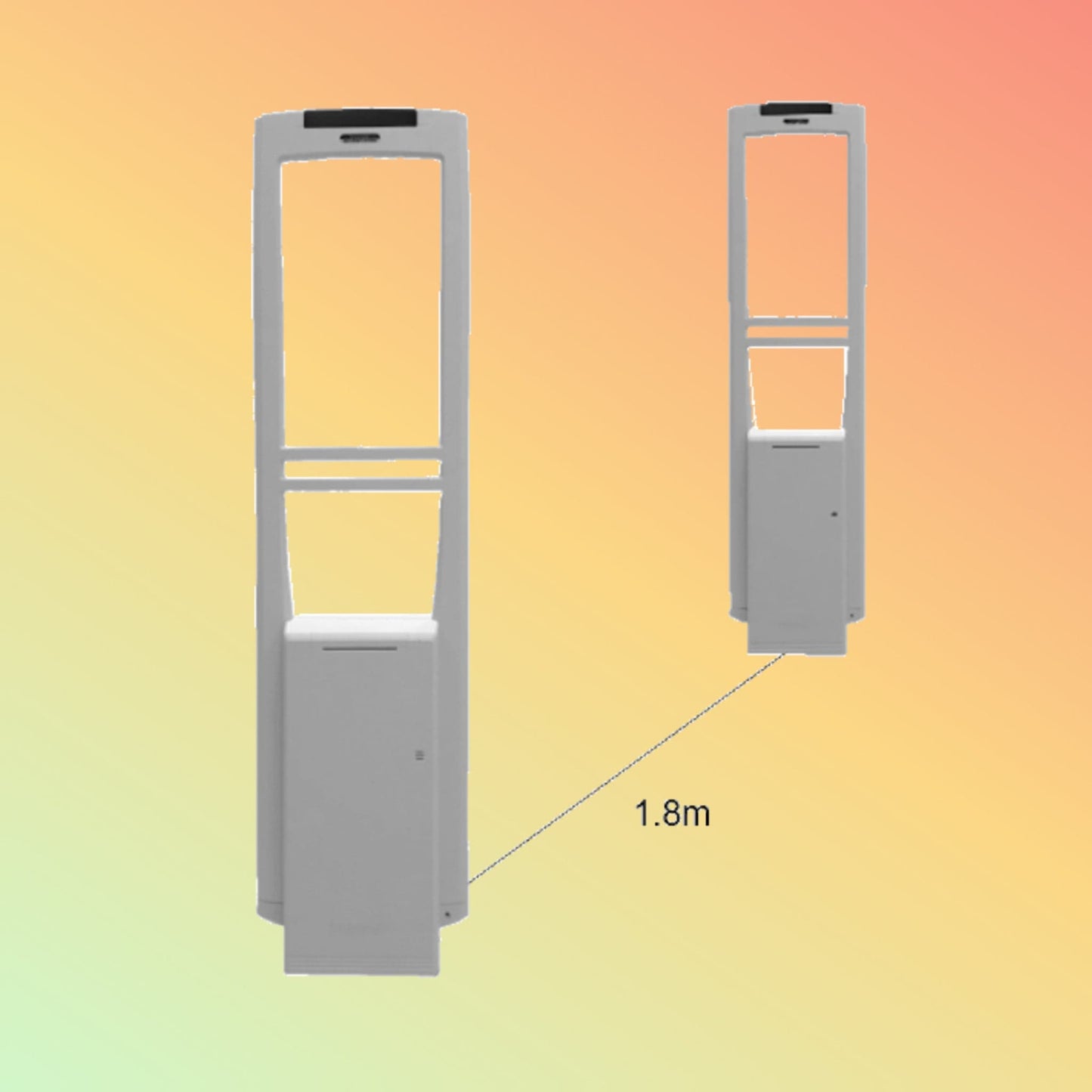 "Close-up view of Sensormatic Ultra 1.8 EAS DSP showing its durable ABS construction."