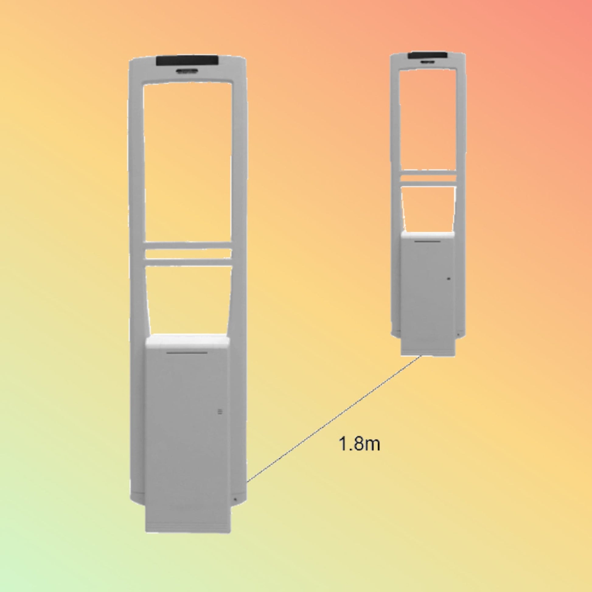 "Sensormatic Ultra 1.8 EAS DSP demonstrating wide coverage up to 1.8m."