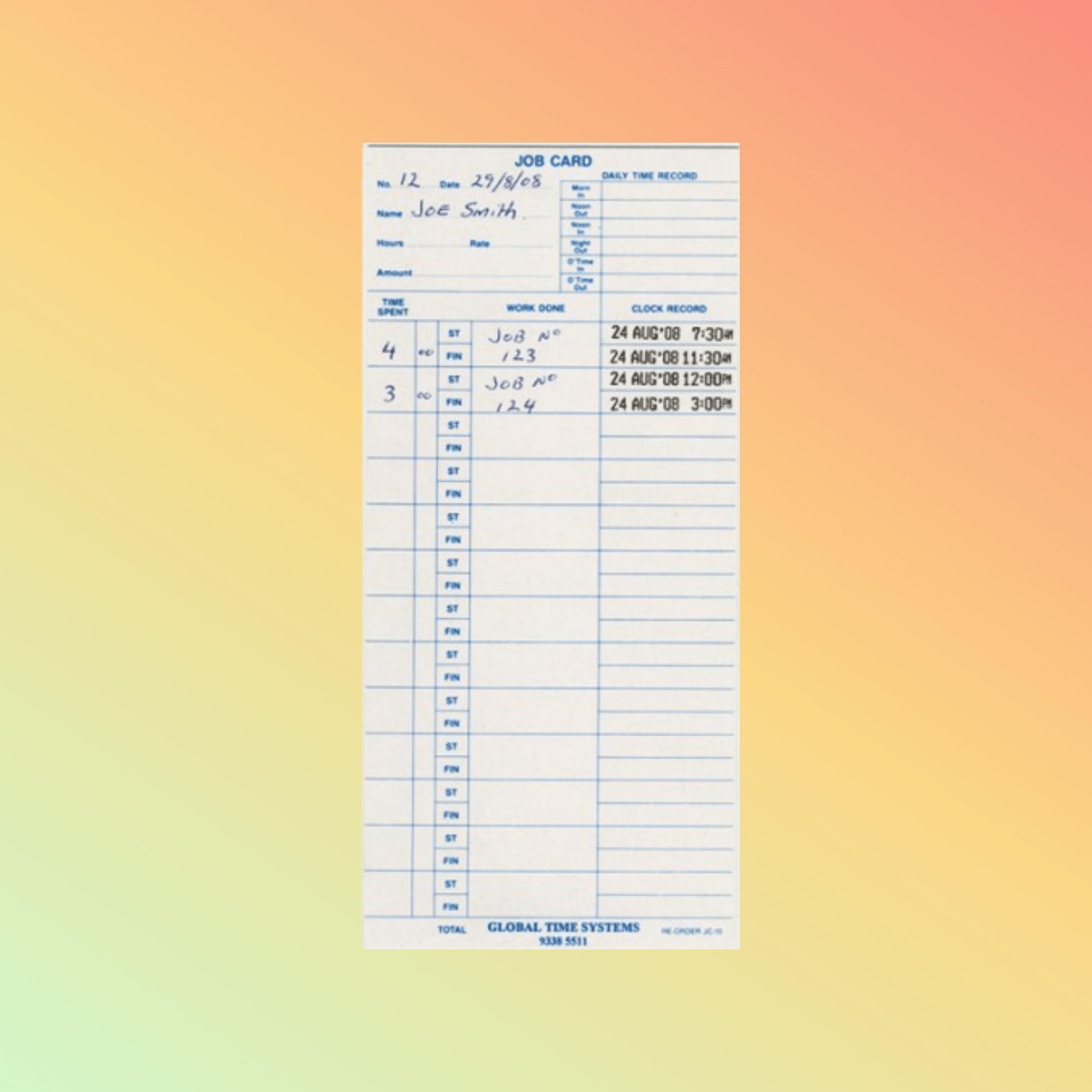 TC2X106 Time Cards - NEOTECH