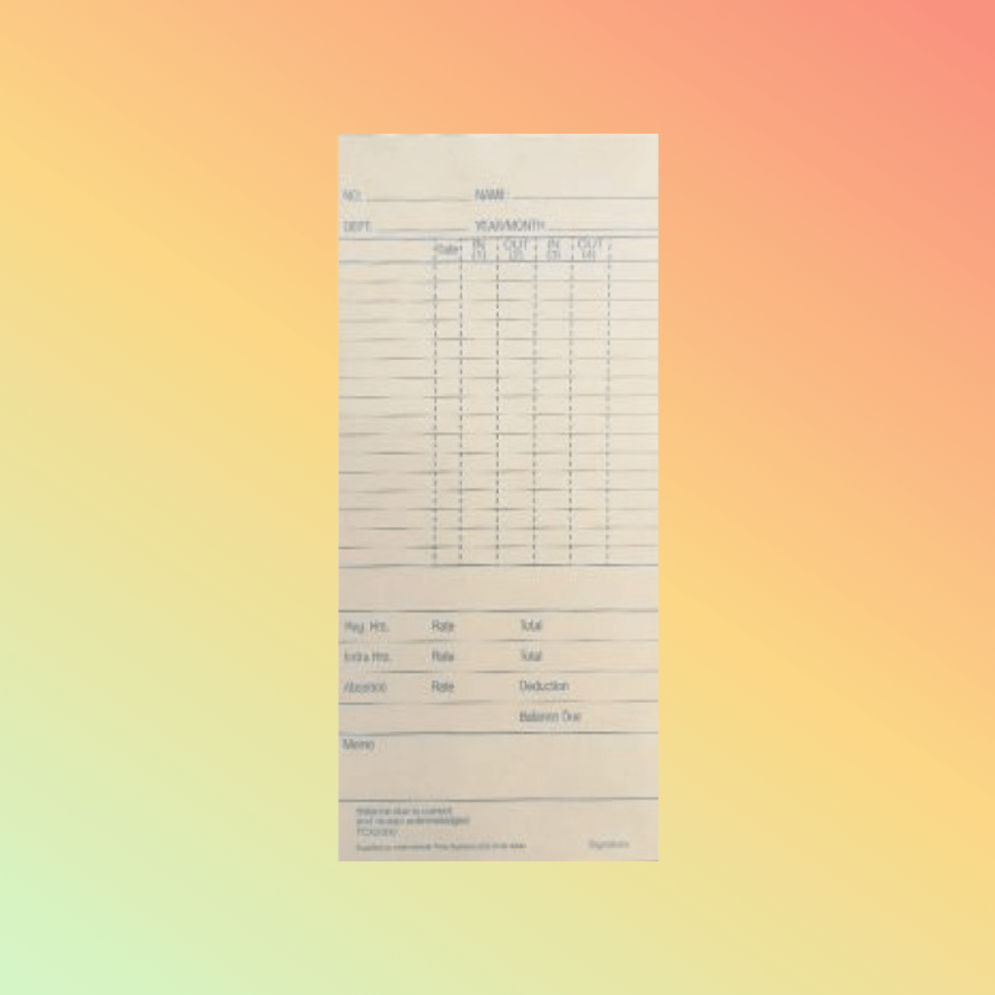 TCX2000/UT2000 Time Cards - NEOTECH