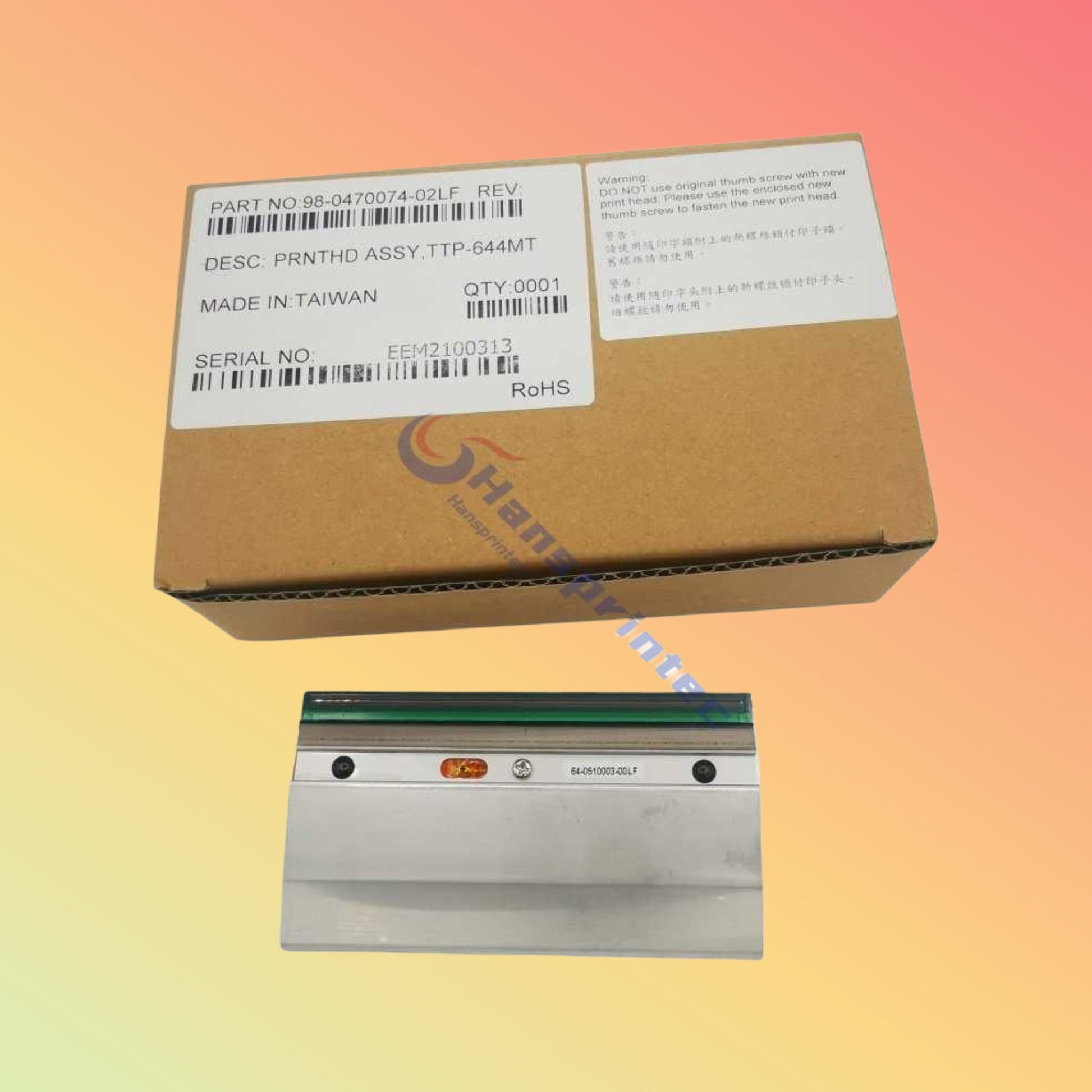 Thermal Print Head 98 - 0470074 - 02LF for Label Barcode Printer TSC TTP - 644MT - NEOTECH