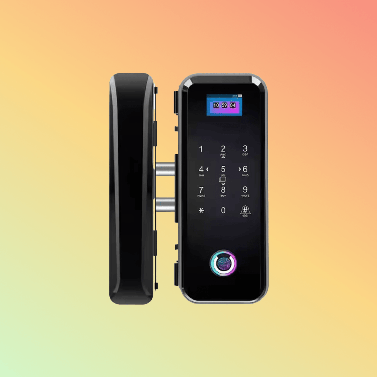 tuya smart home no holes glass door lock tempered frameless smart life electric fingerprint glass lock - NEOTECH