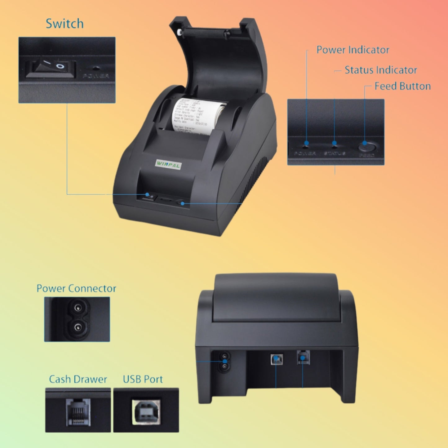 Winpal WP - T2C 58mm Thermal Receipt Printer - NEOTECH