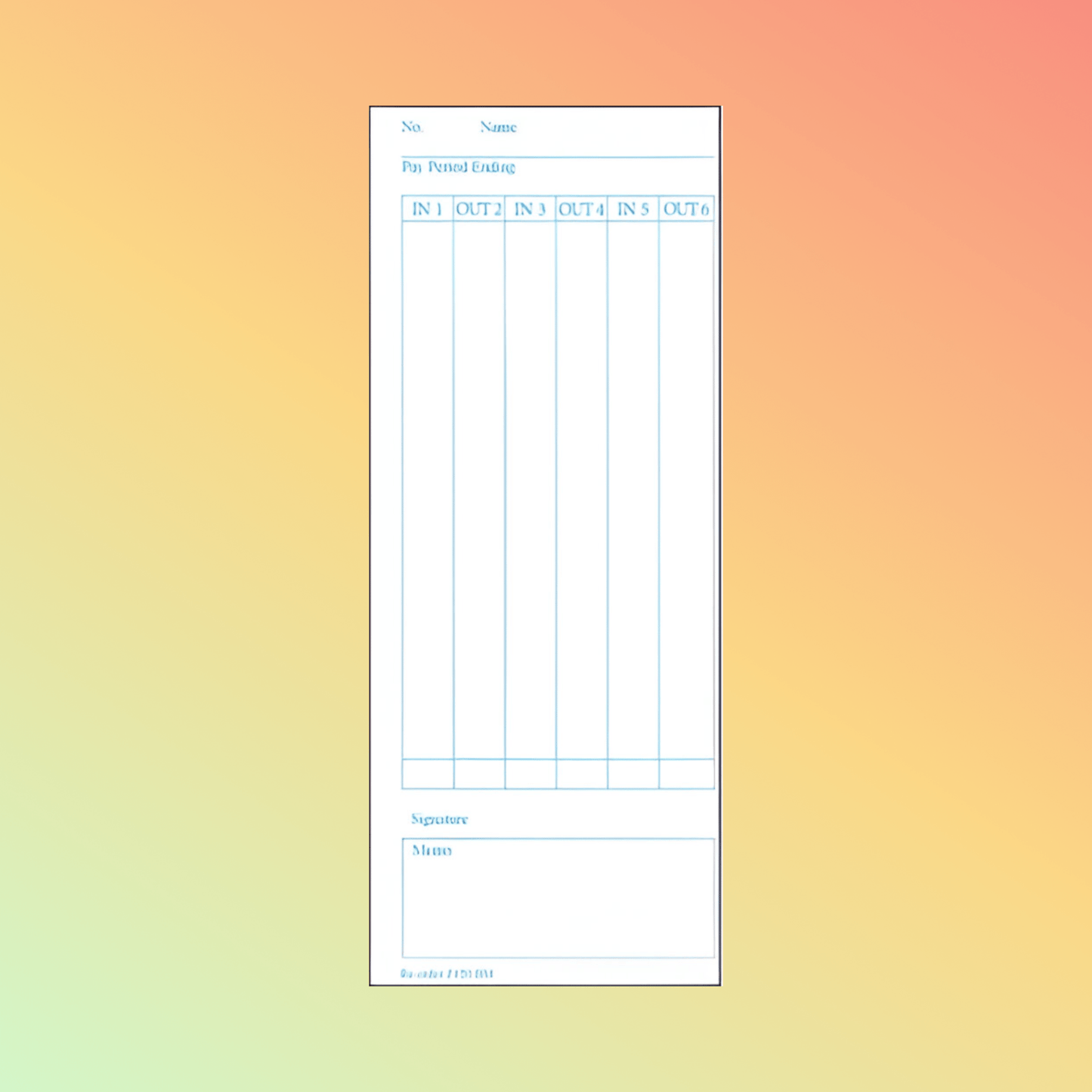 Z120BM Time Cards - NEOTECH