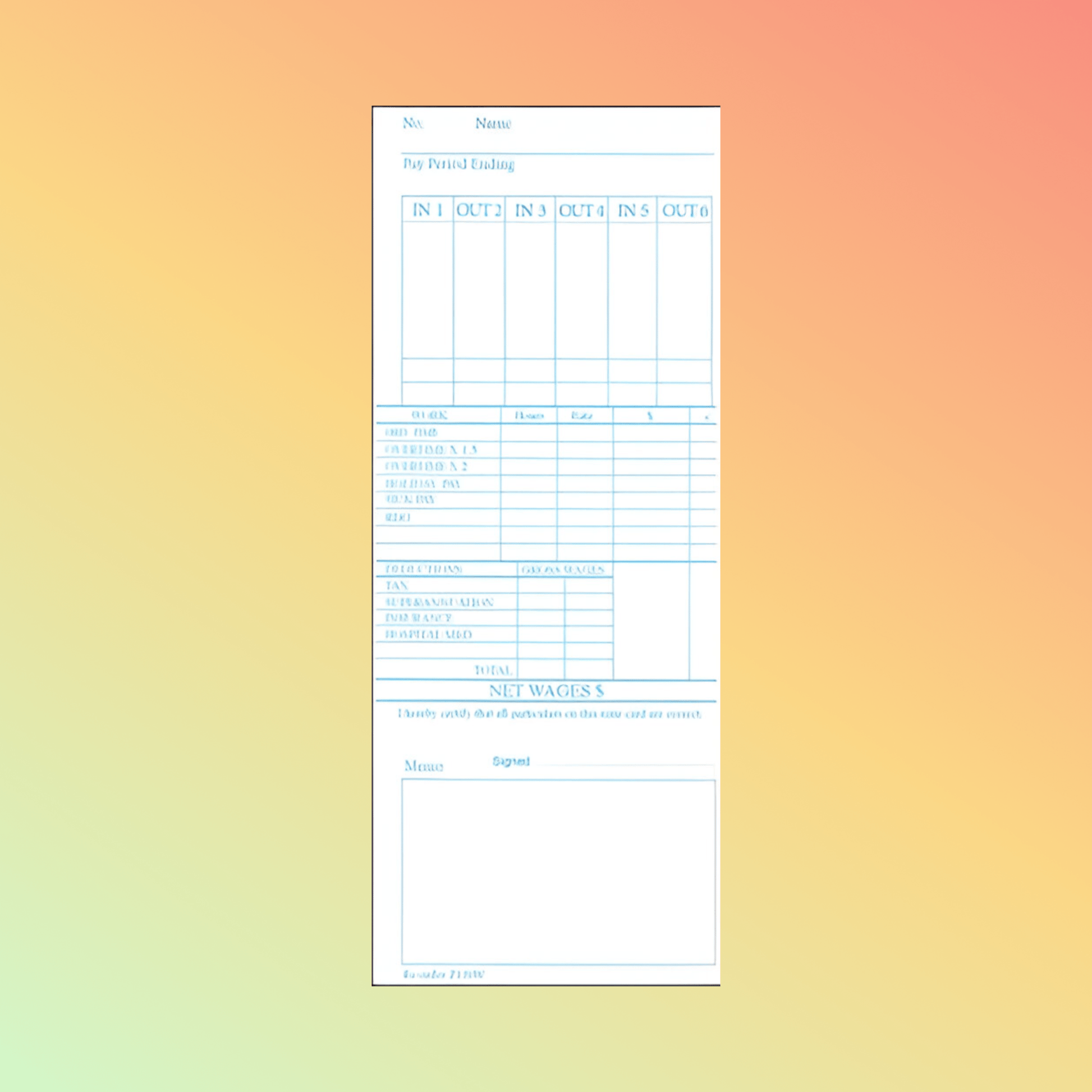 Z120W Time Cards - NEOTECH