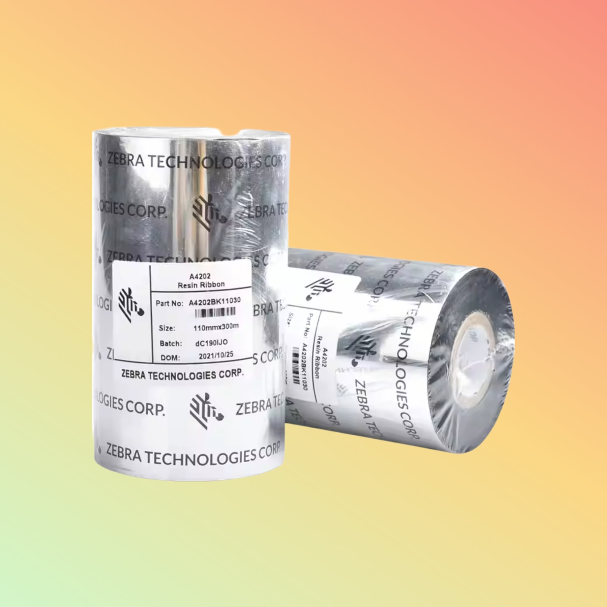 Zebra Transfer Ribbon Zebra Wax Black Resin Ribbon Thermal Transfer Ribbon 110m...