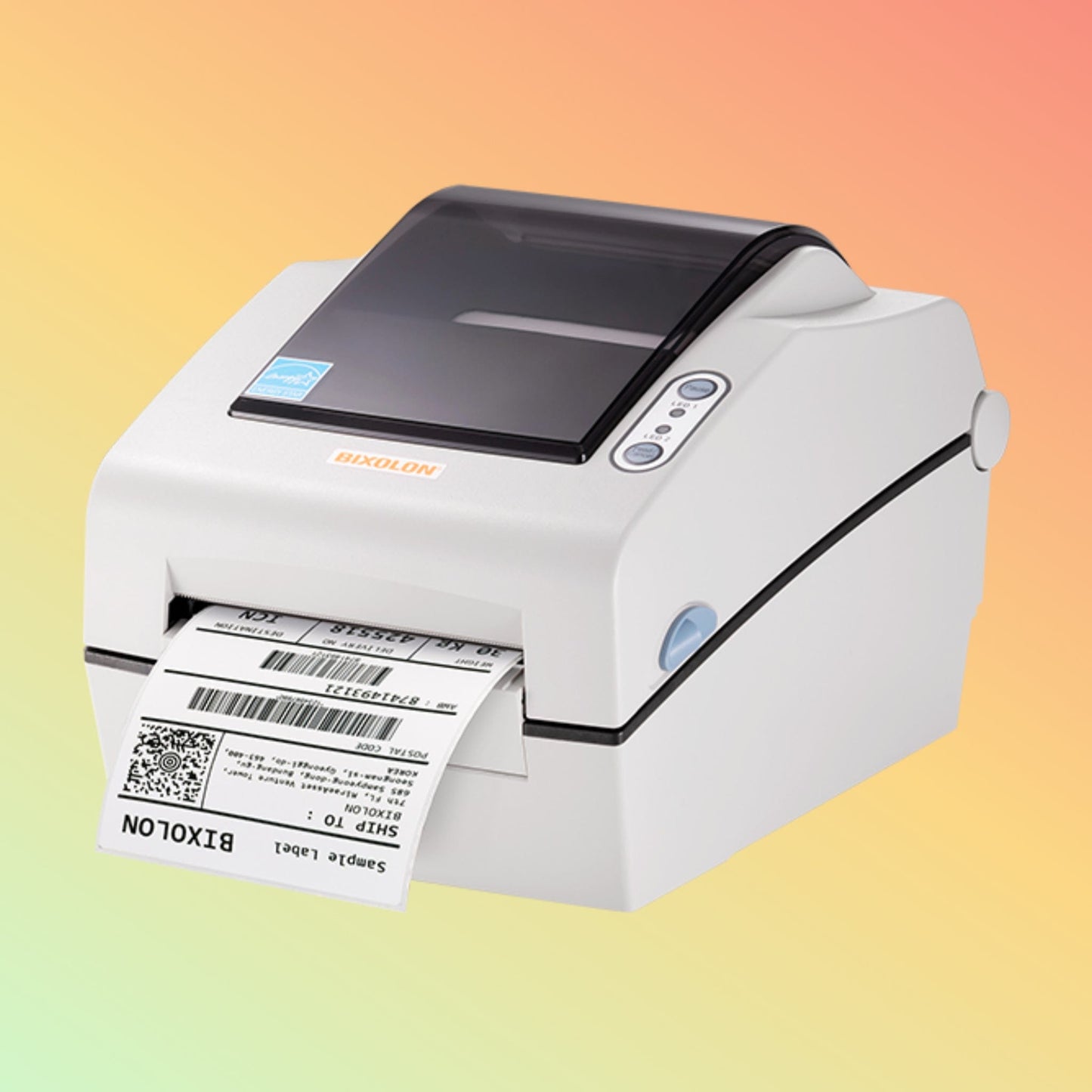 "Versatile Bixolon barcode printer with customizable label design, supports up to 4-inch wide labels for retail efficiency."