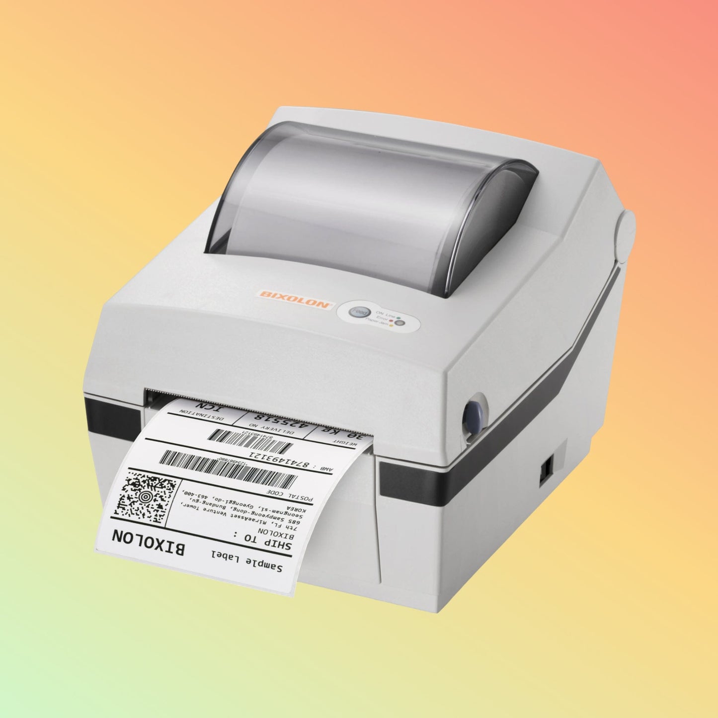 "Bixolon SRP770 direct thermal label printer, high-speed printing up to 5ips, versatile for retail and logistics."